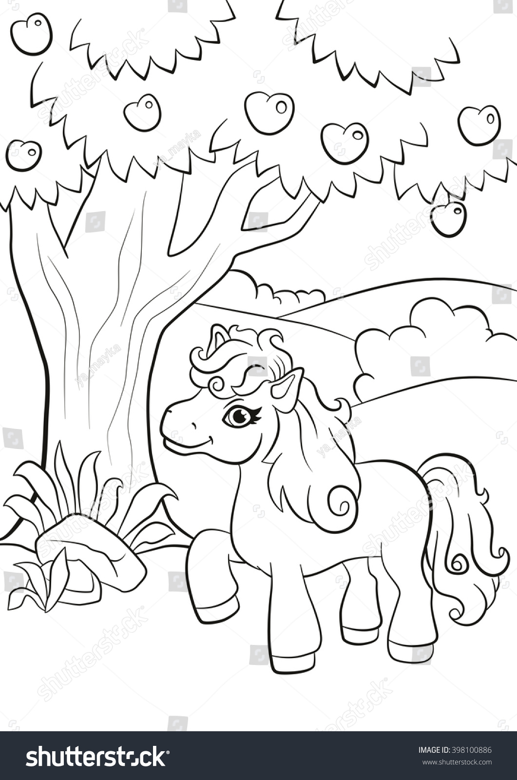 Coloring Pagecute Pony Curly Mane Tale Stock Illustration 398100886 ...