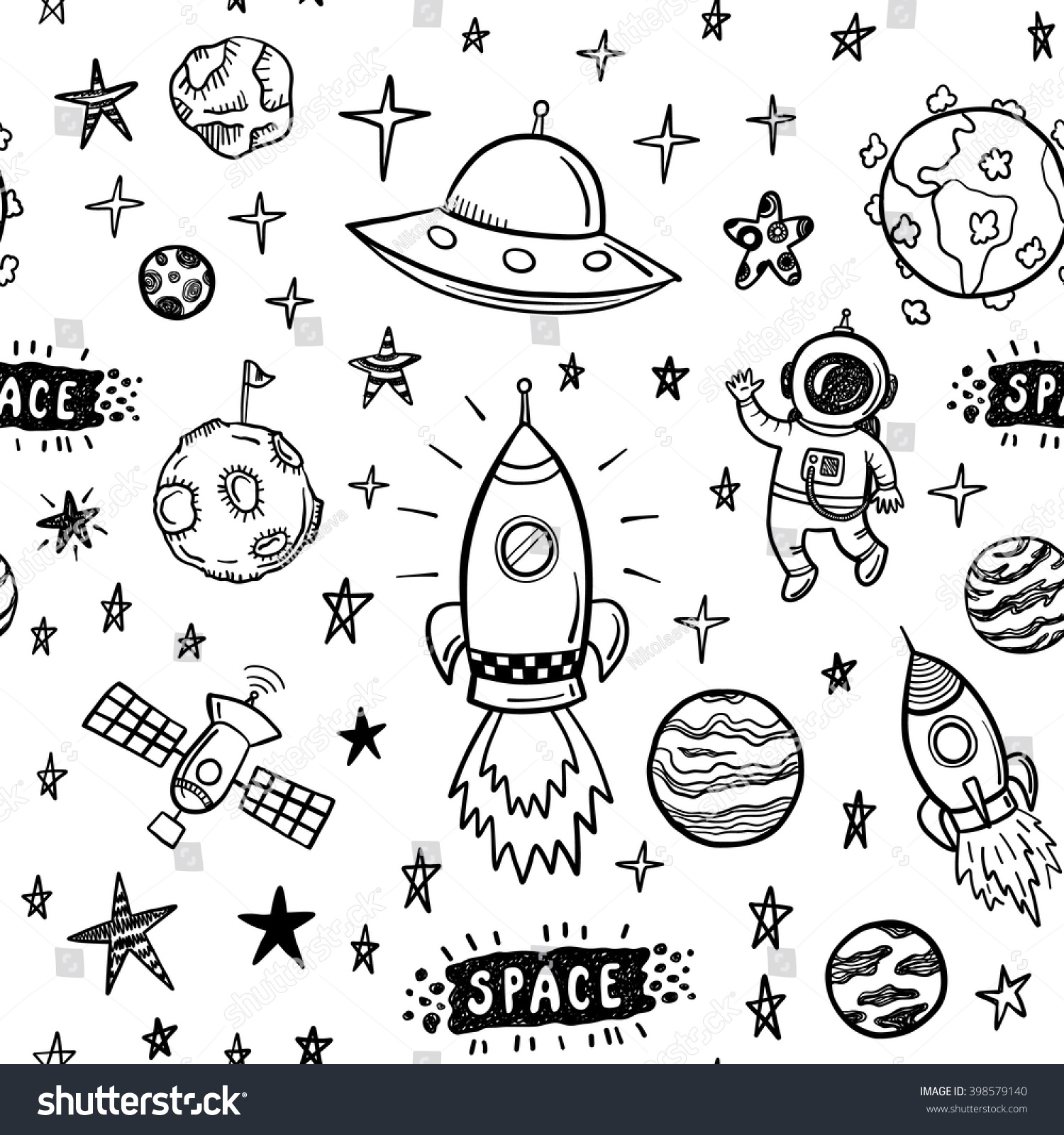 Рисунки на тему космос черной ручкой