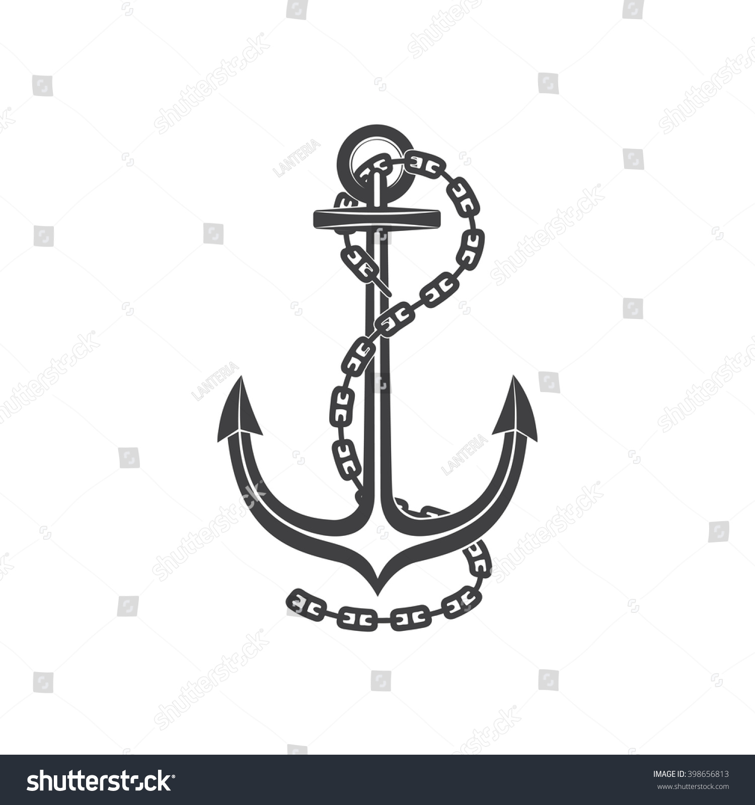 Silhouette Old Anchor Chain Stock Vector (Royalty Free) 398656813 ...