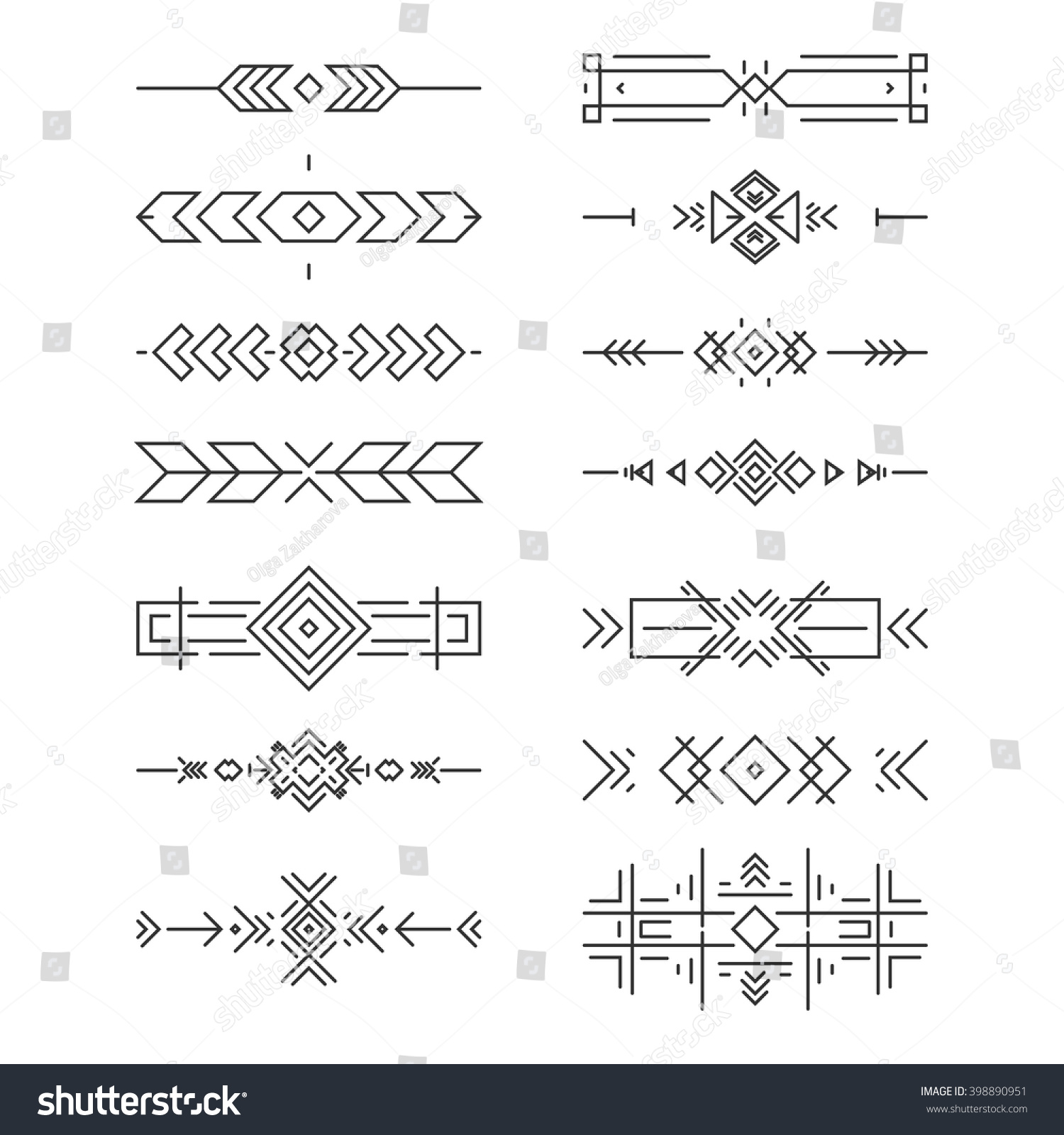 Aztec Border Collection Made Clean Modern Stock Vector (Royalty Free ...