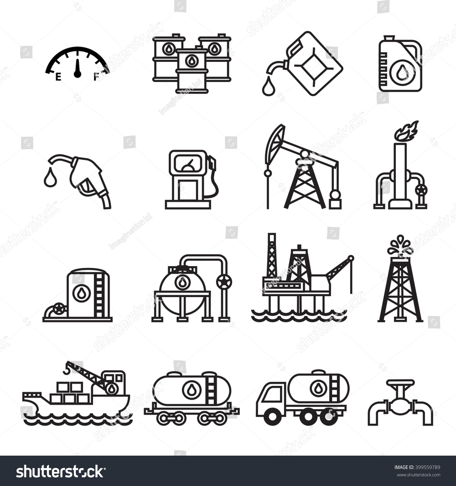 Oil Industry Gasoline Processing Symbols Icons Stock Vector (Royalty ...