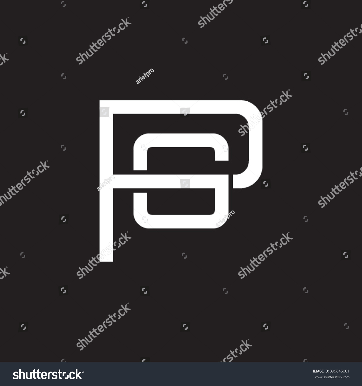 Letter P G Monogram Logo White Stock Vector (Royalty Free) 399645001 ...