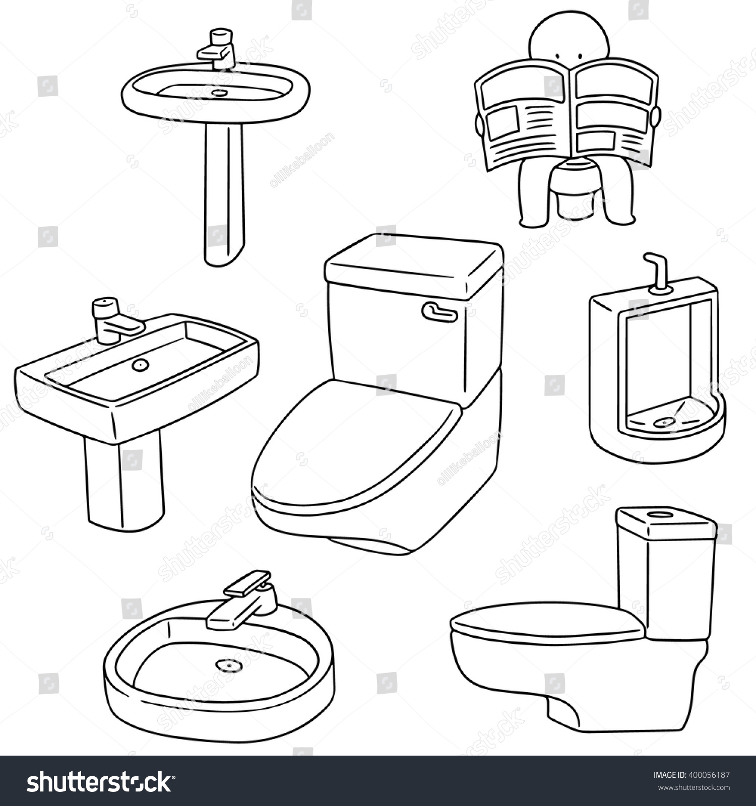 Vector Set Sanitary Ware Stock Vector (Royalty Free) 400056187 ...