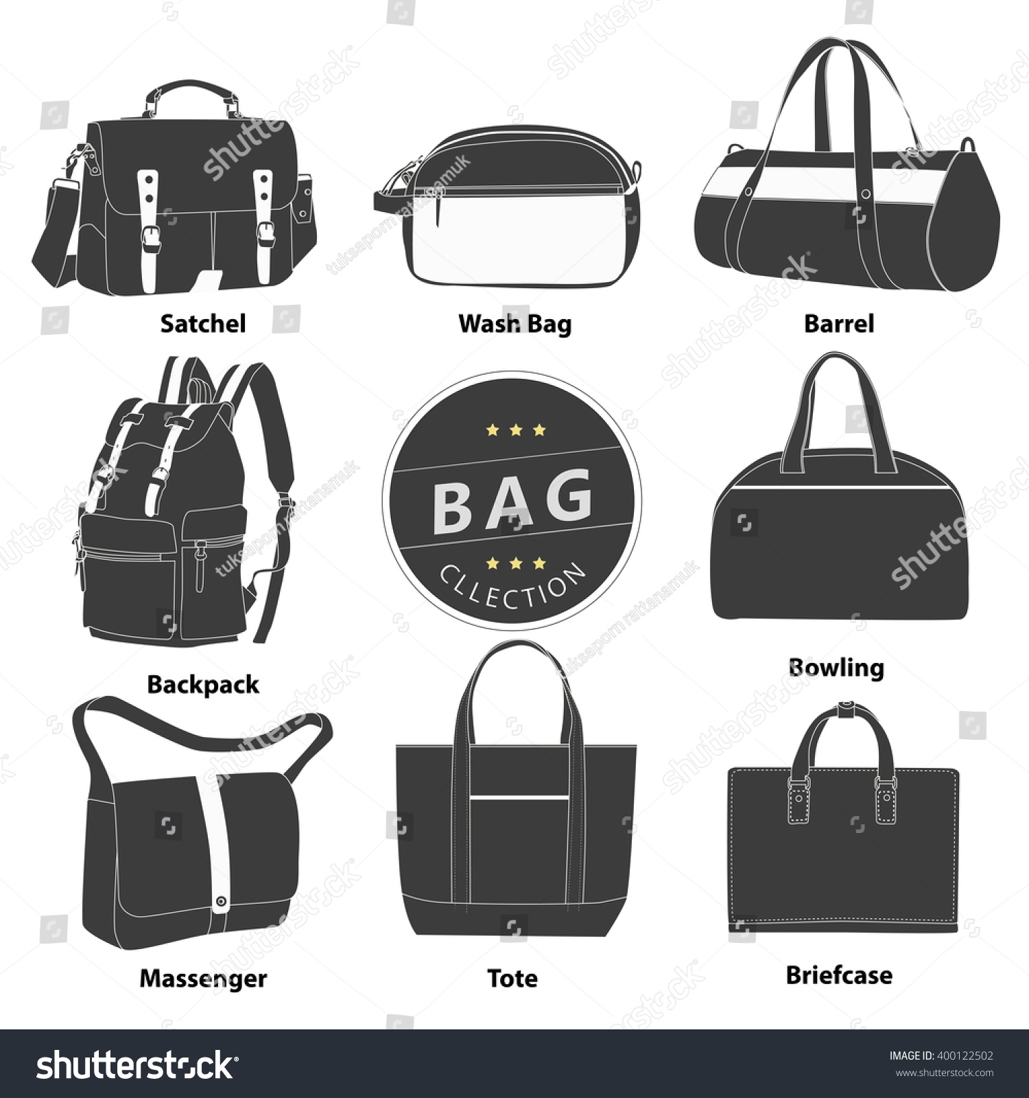 Collection Bags Illustration Vector Set Stock Vector (Royalty Free ...