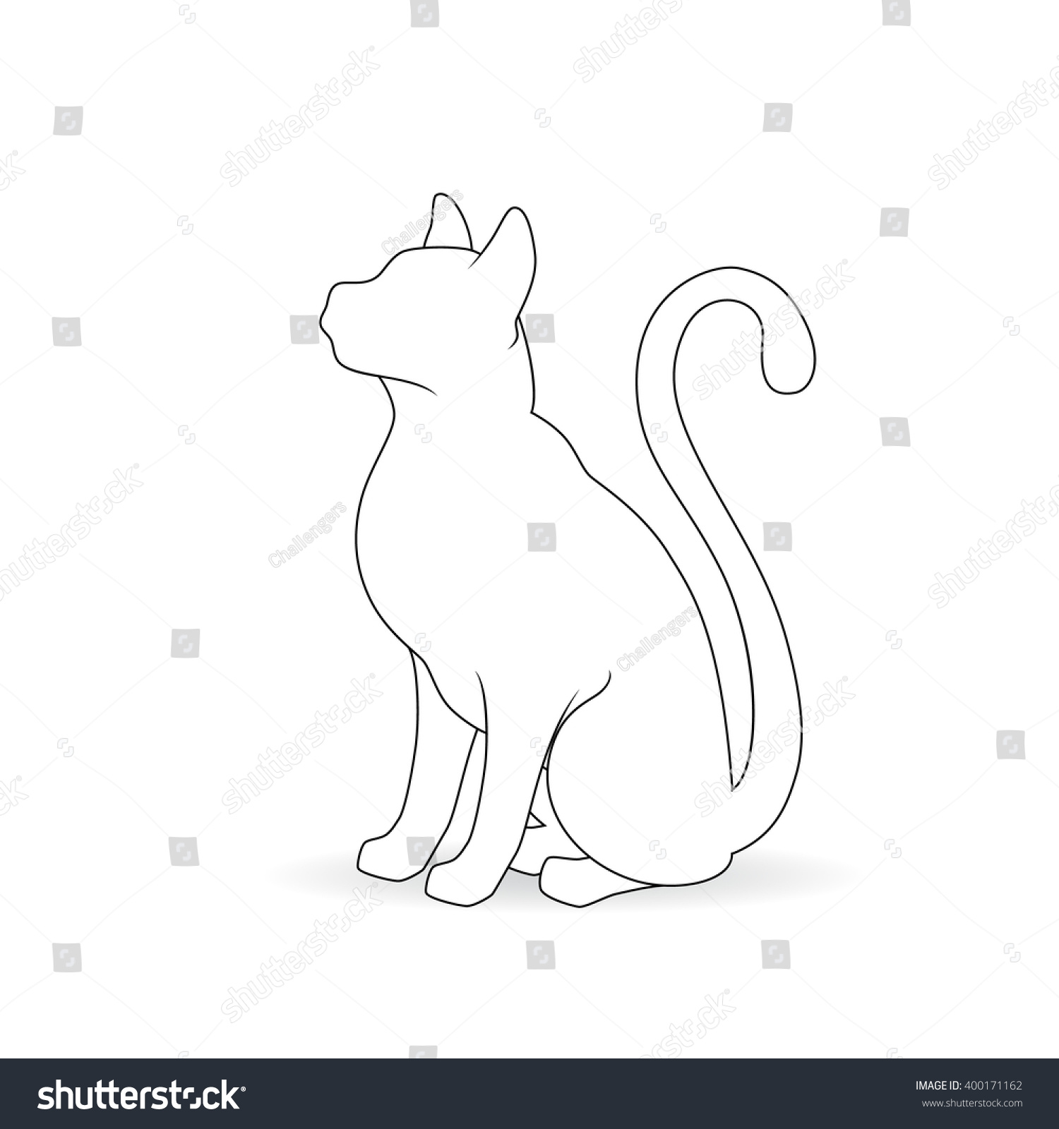 Stylized White Silhouette Cat Logo Design Stock Vector (Royalty Free ...