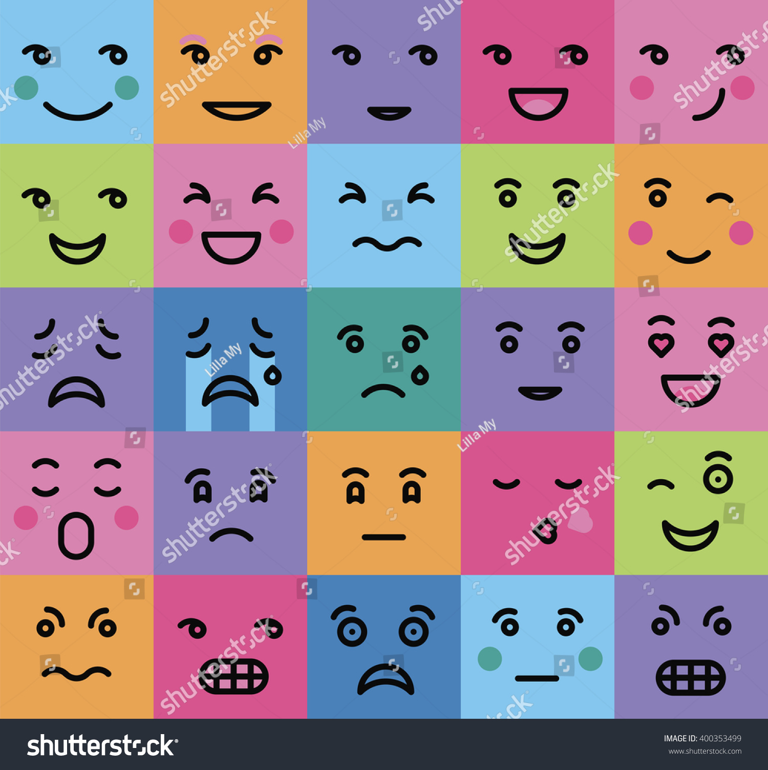 Set Persons Emotion On Color Background Stock Vector (Royalty Free ...