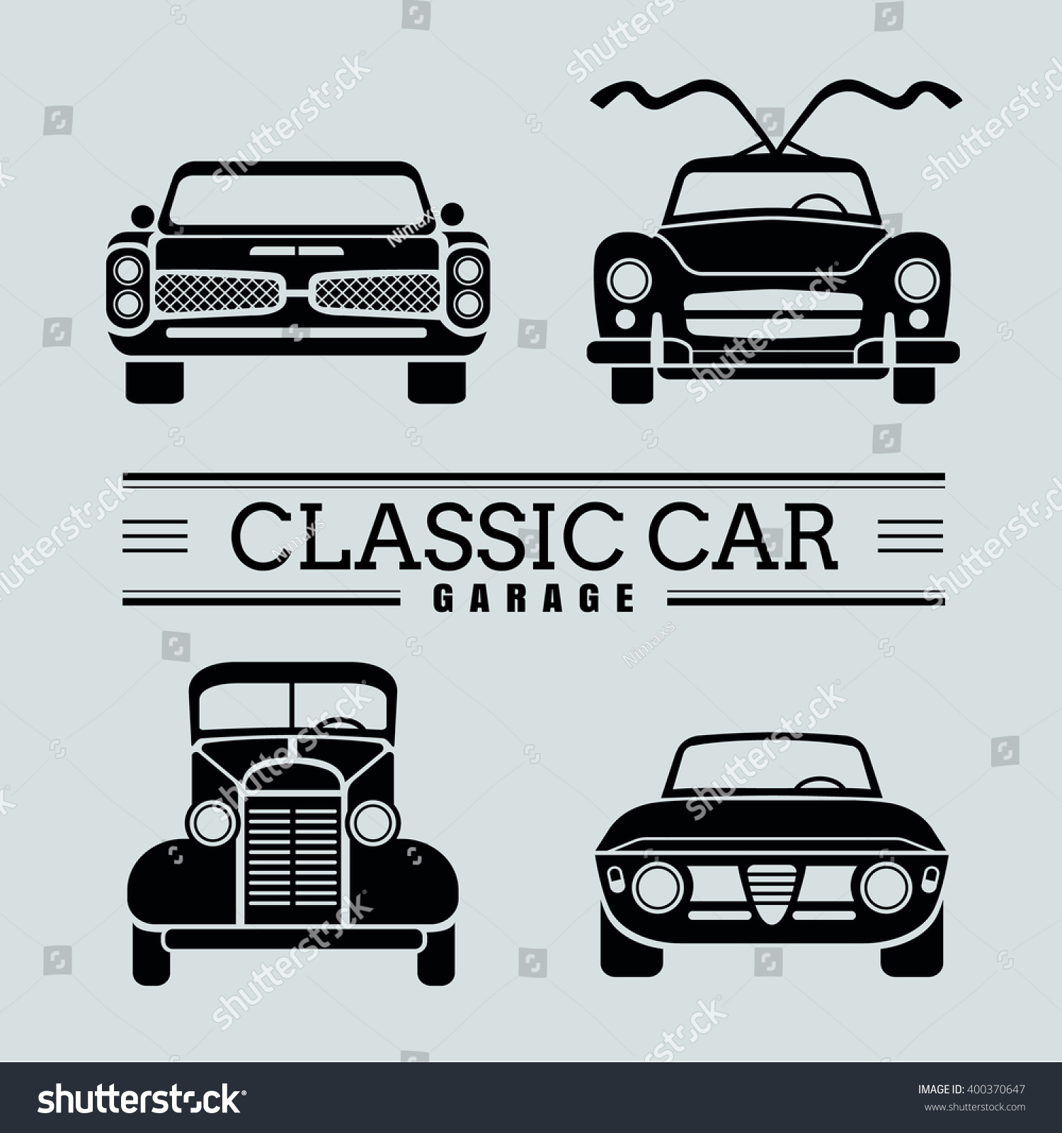 Set Front View Classic Car Icon Stock Vector (Royalty Free) 400370647 ...