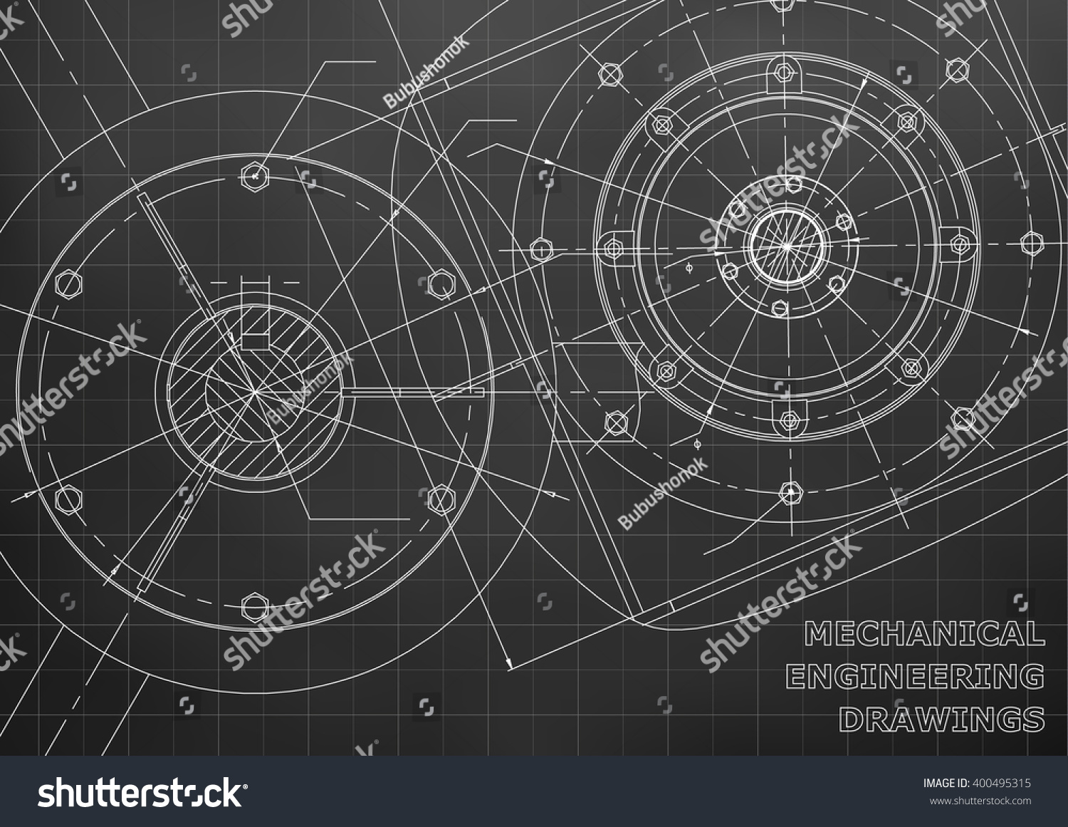 Mechanical Engineering Drawings Background Inscription Vector Stock ...