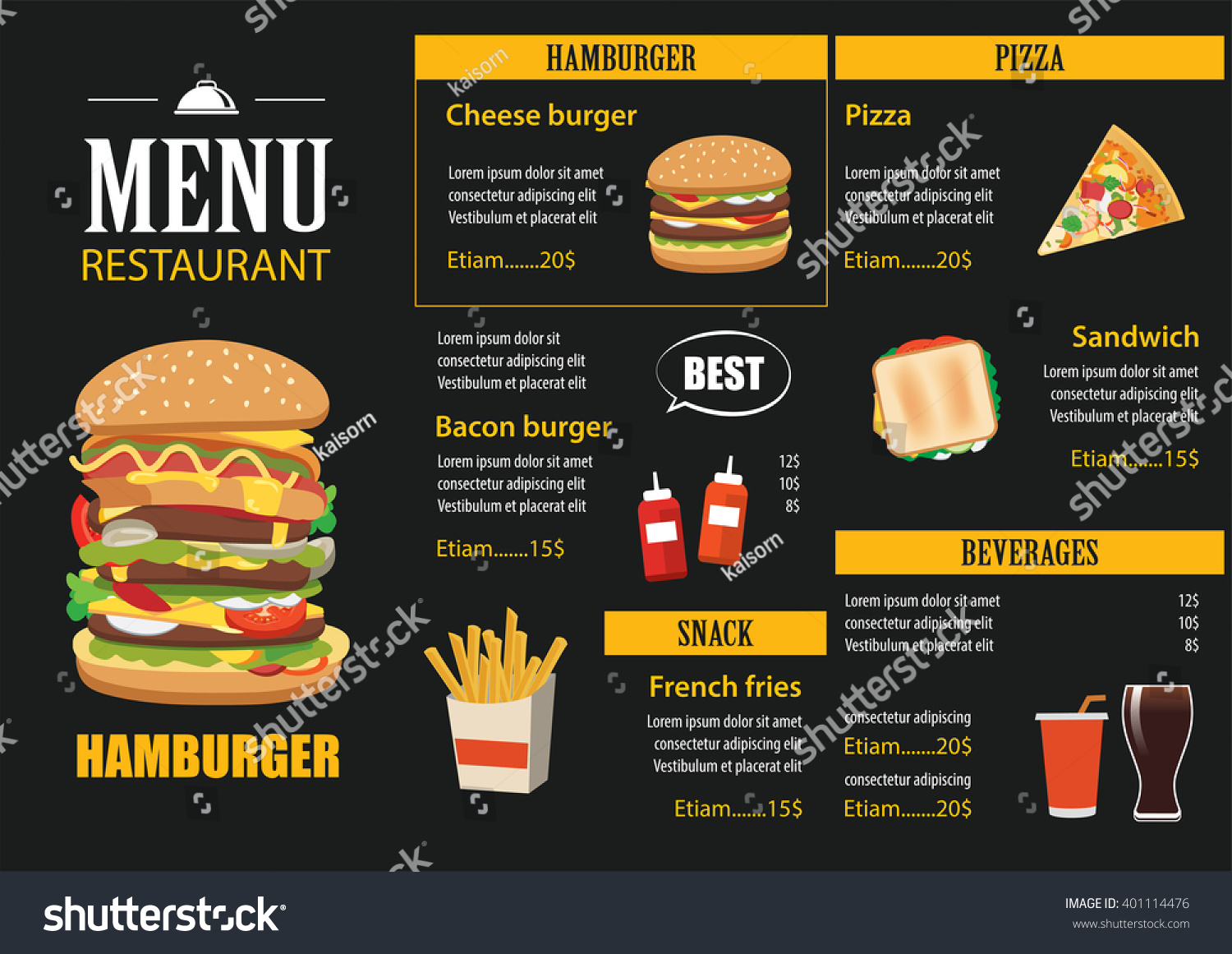 Vector Restaurant Cafe Menu Graphic Template Stock Vector (Royalty Free ...