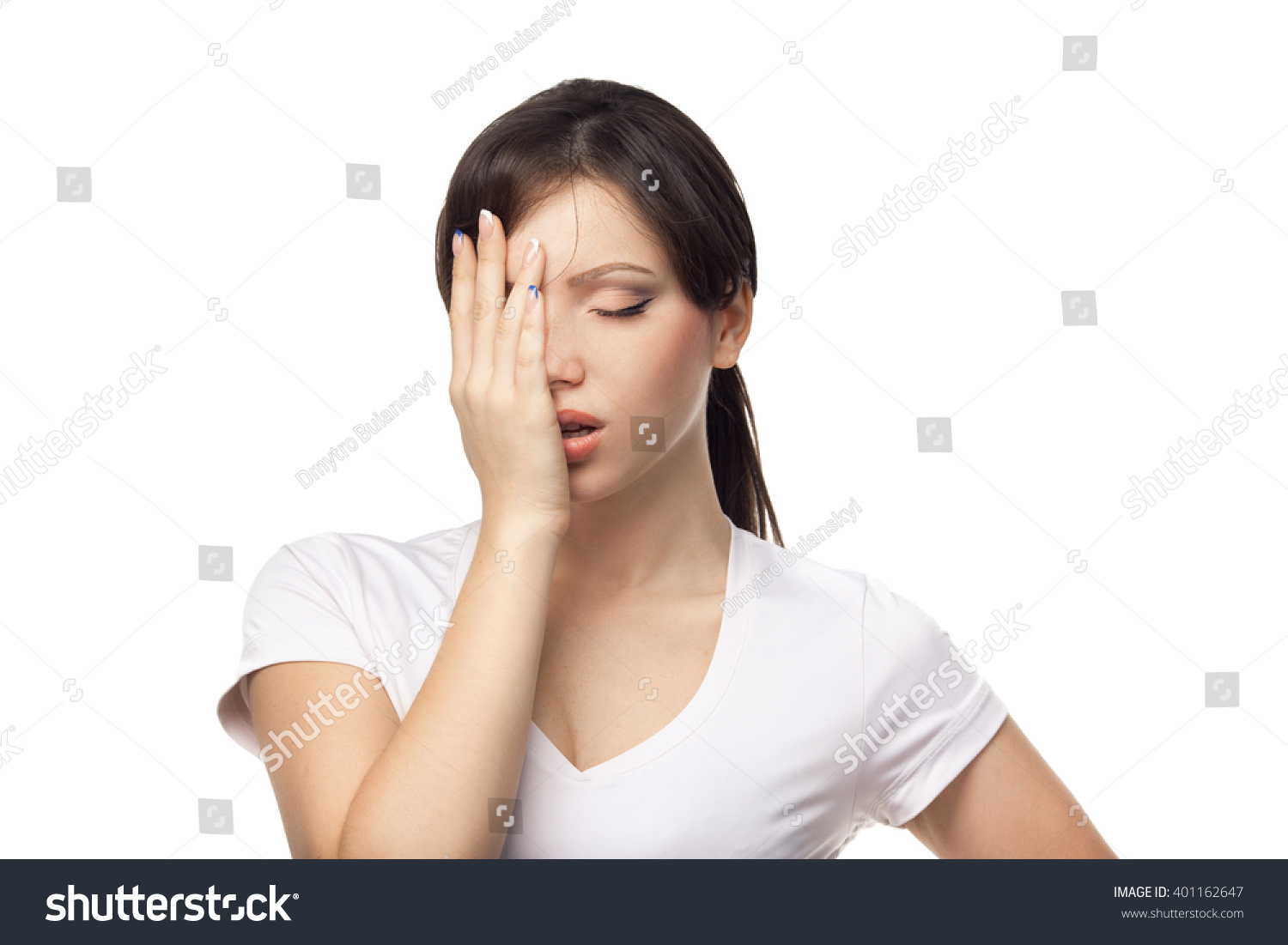 Стресс женщина на белом фоне