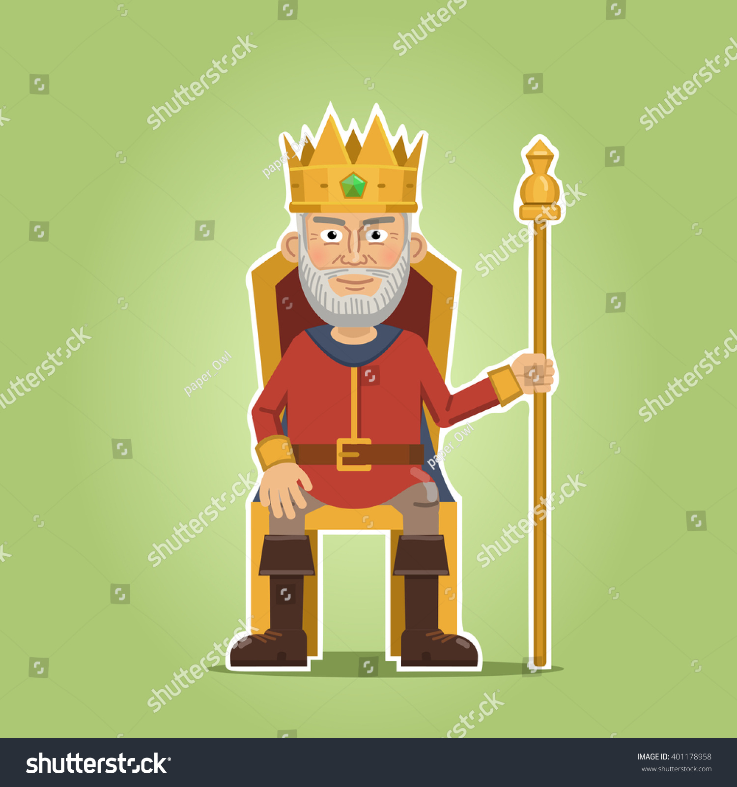 Illustration King Sitting On Throne Old Stock Vector (Royalt