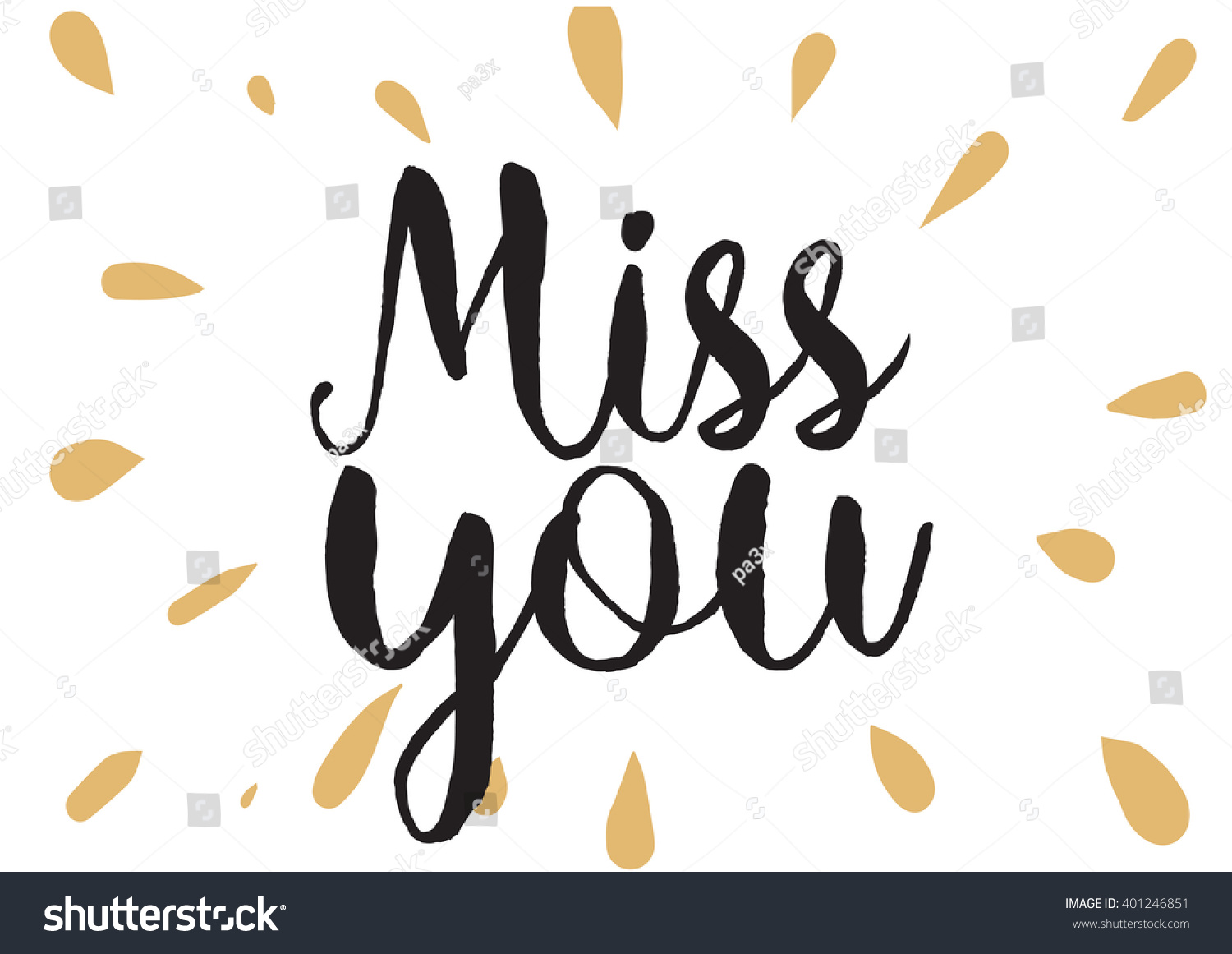 Miss You Inscription Greeting Card Calligraphy Stock Vector (Royalty ...