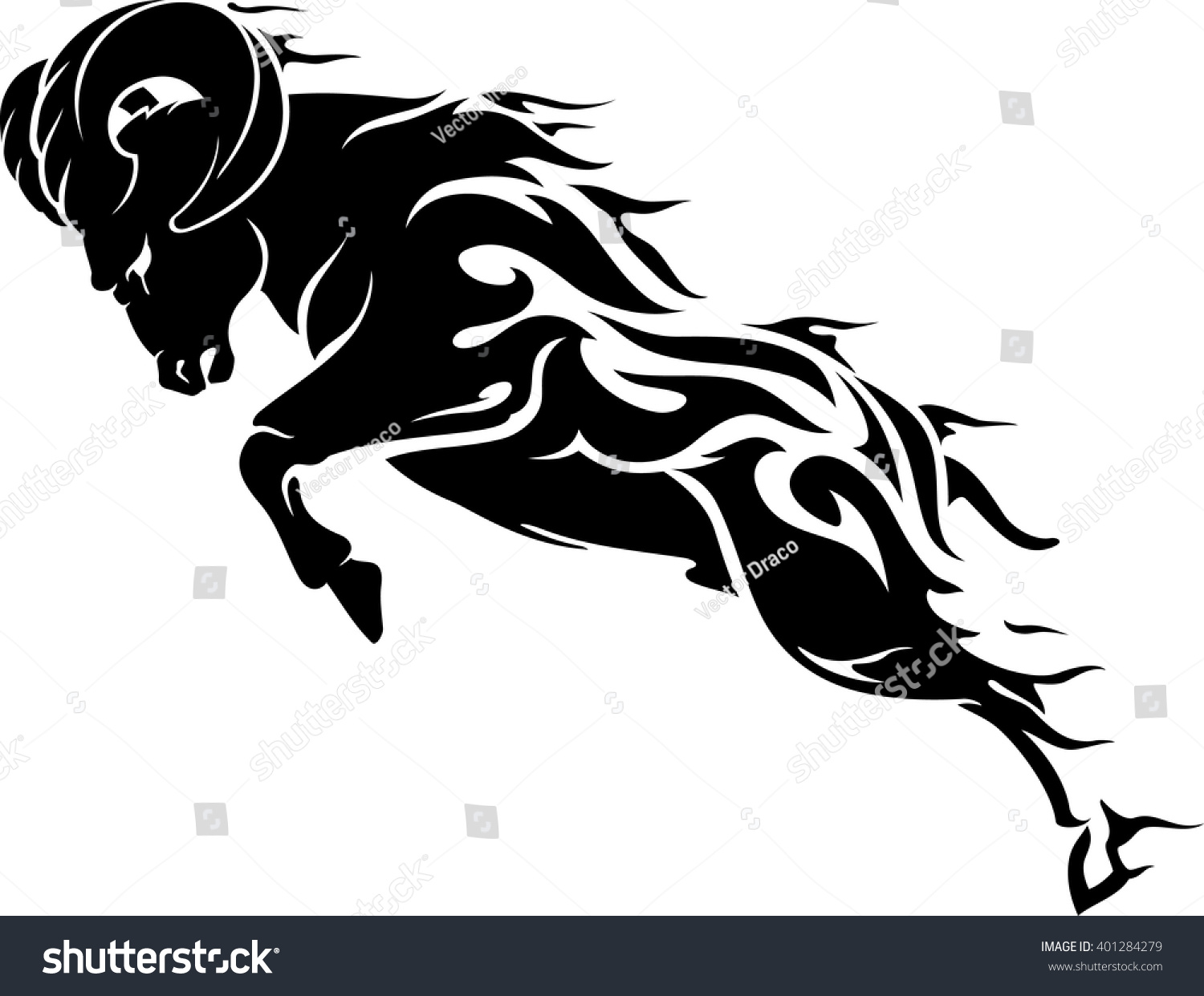 Aries Fire Element Ram Symbol Stock Vector (Royalty Free) 401284279