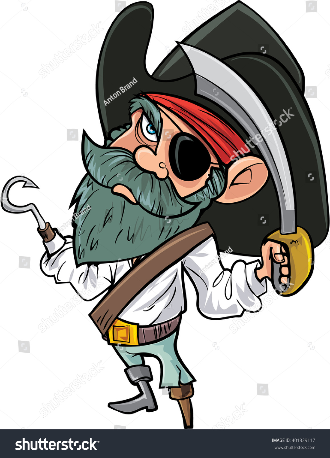 Cartoon Pirate Cutlass Eye Patch Isolated Stock Vector (Royalty Free ...