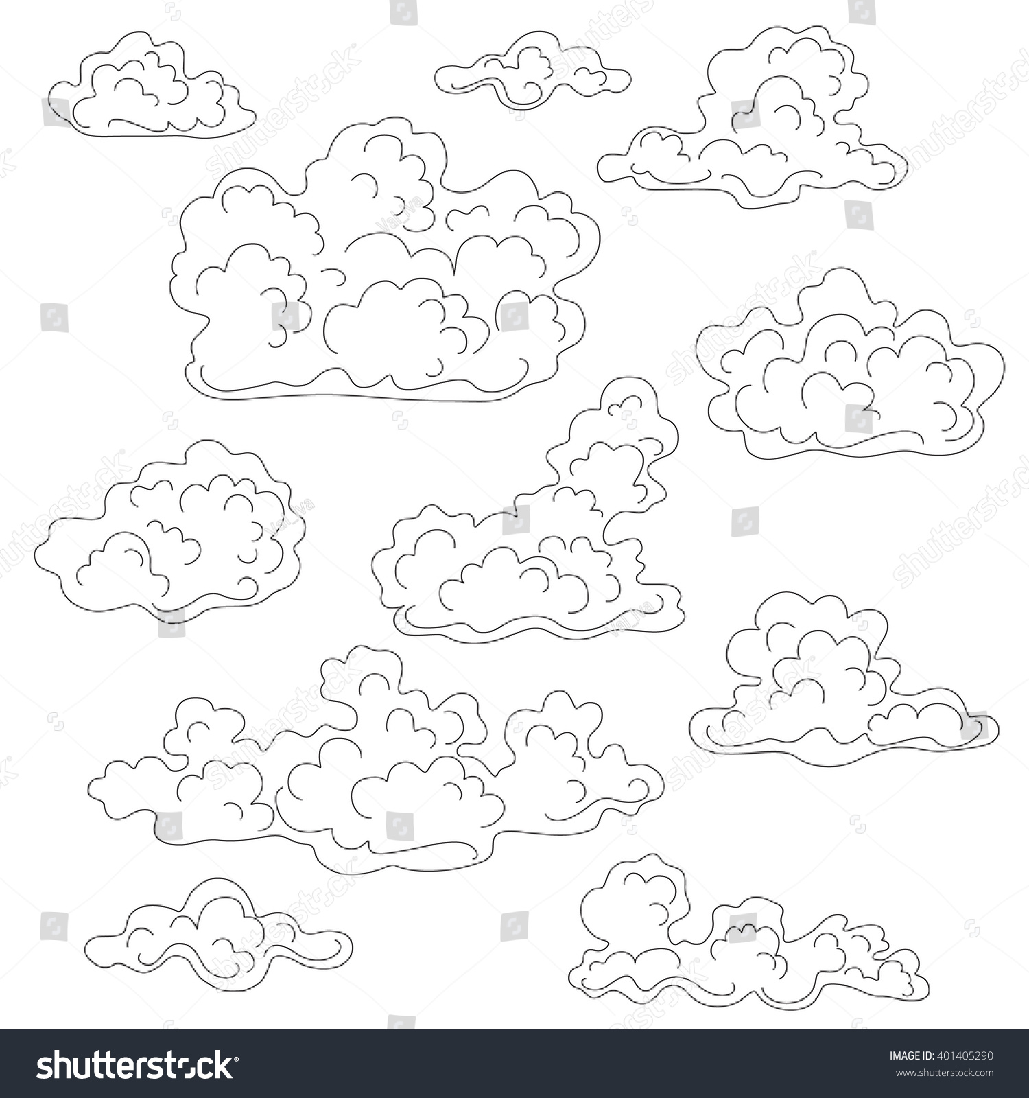 Контурное изображение облака для детей детского сада