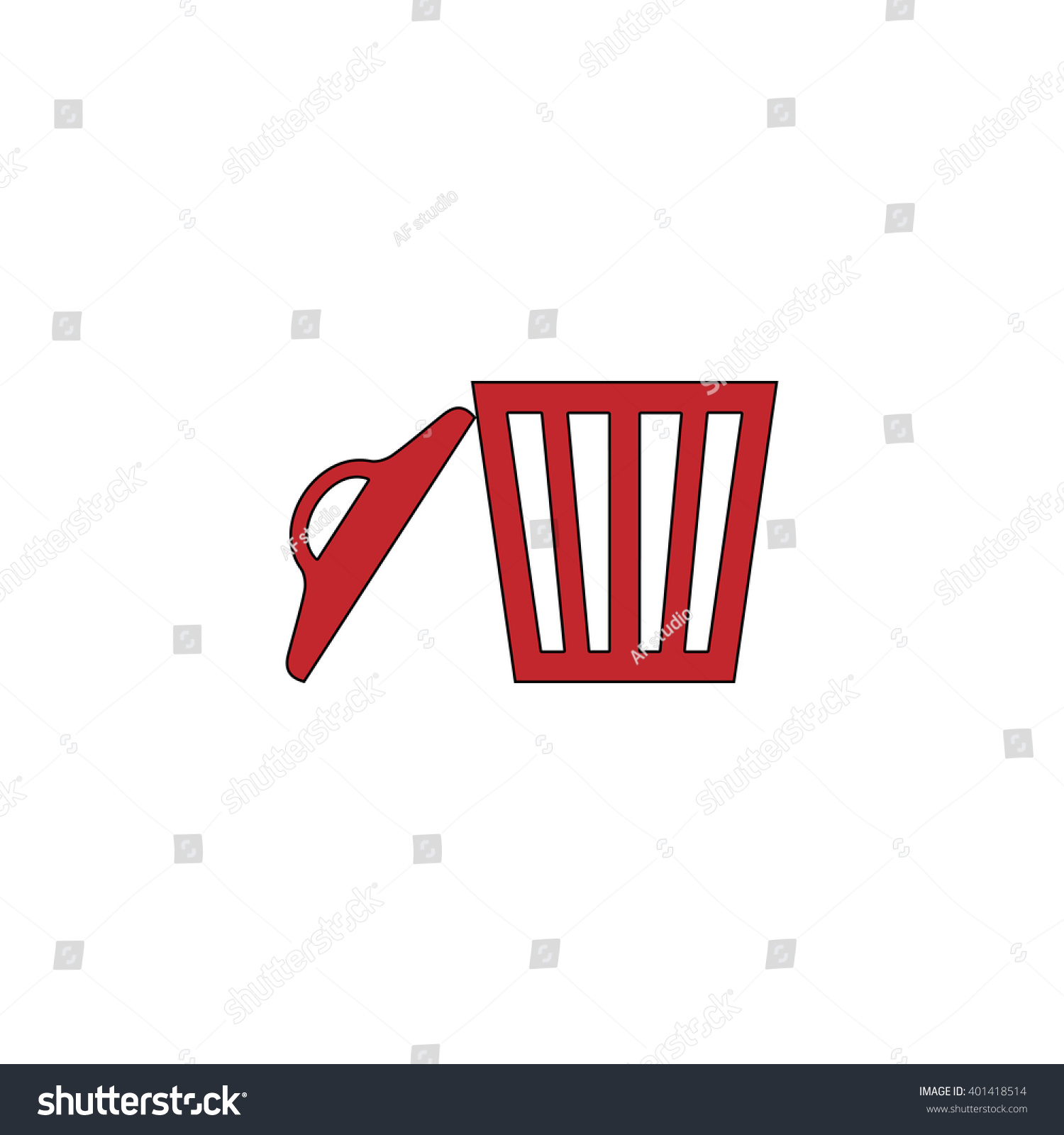 Trash Can Red Flat Simple Modern Stock Vector (Royalty Free) 401418514