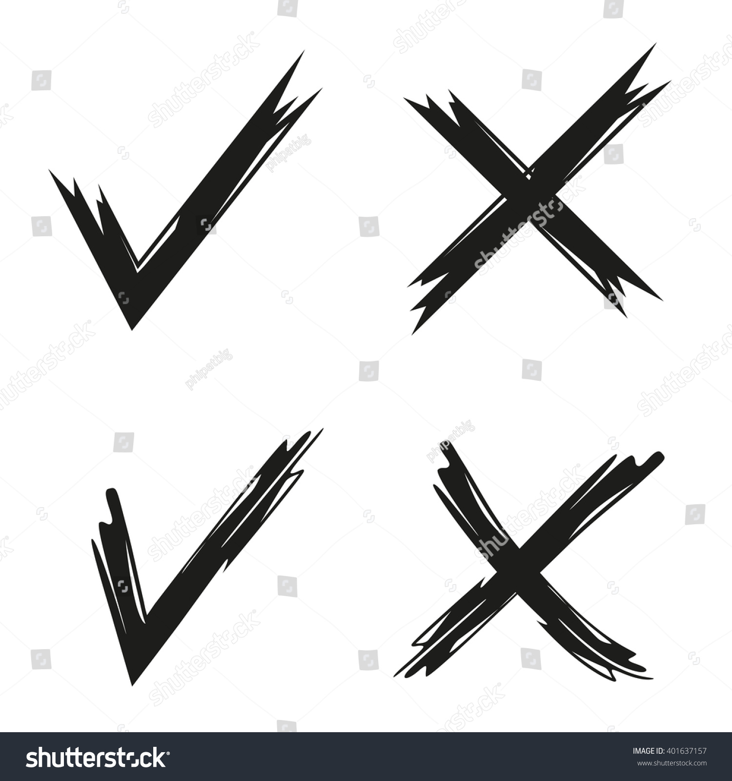 Grunge Check Mark Wrong Mark Tick Stock Vector (Royalty Free) 401637157 ...