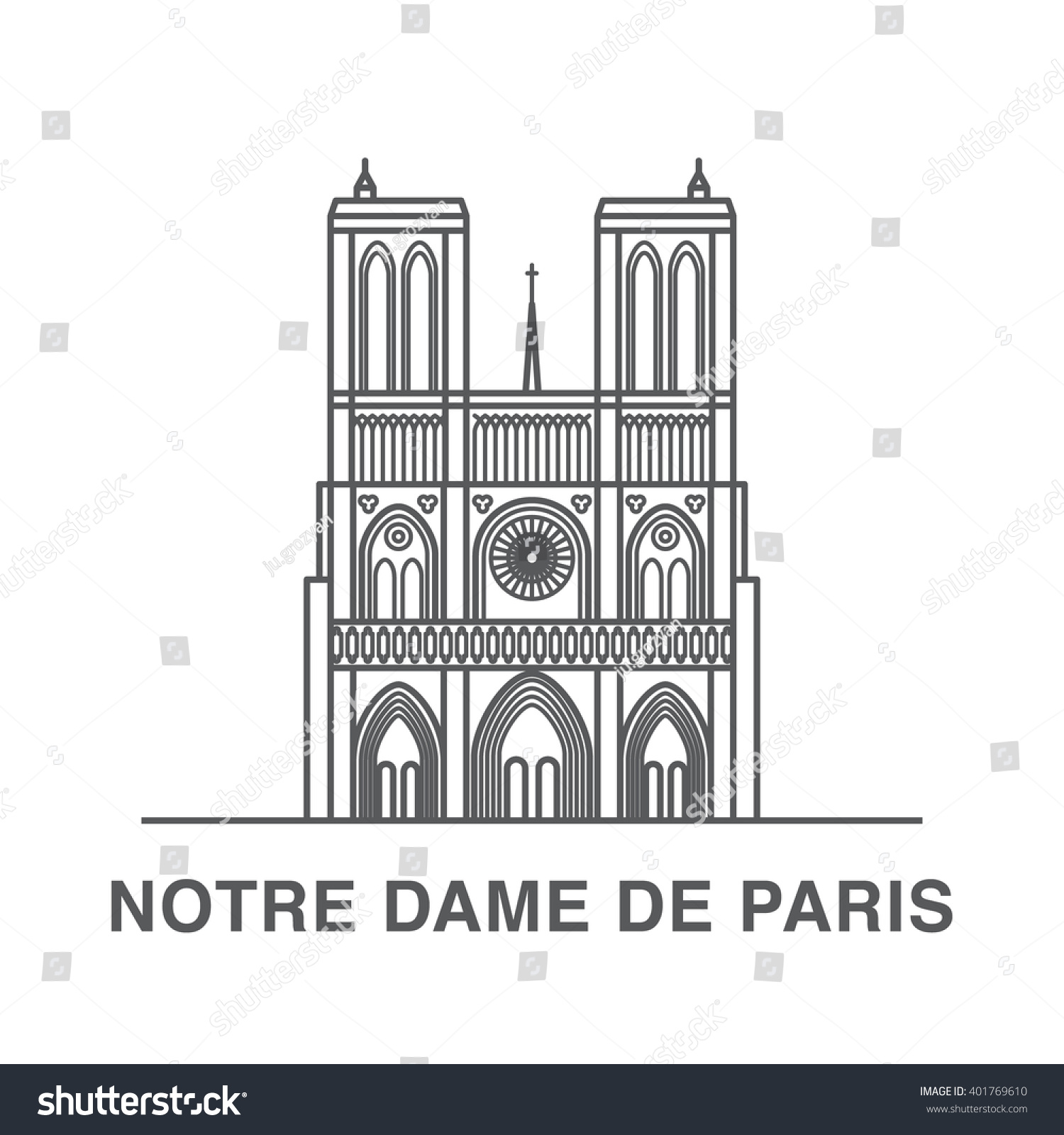 Notre Dame De Paris Illustration Made Stock Vector (Royalty Free ...