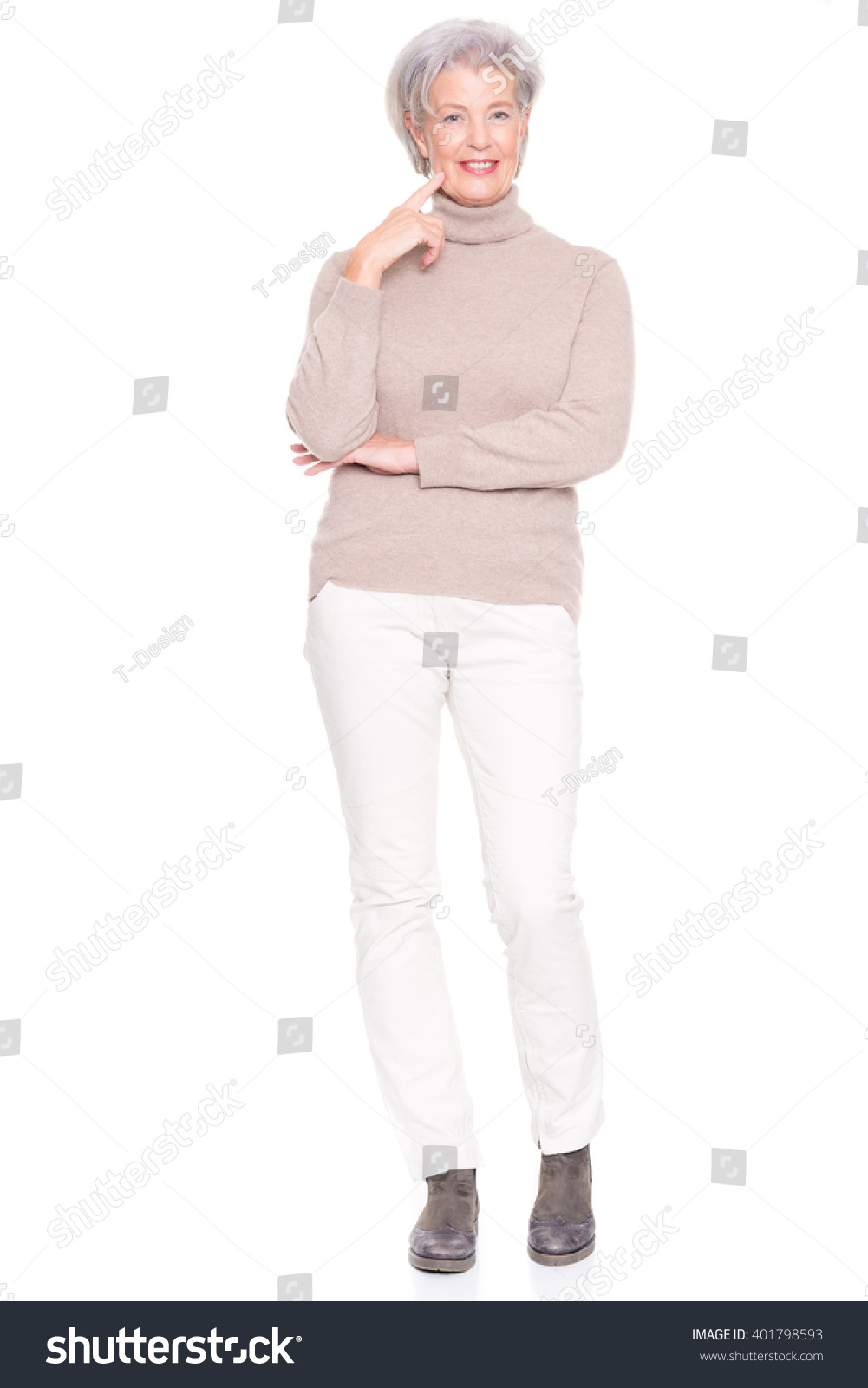 Senior Woman Standing Front White Background Stock Photo 401798593 ...