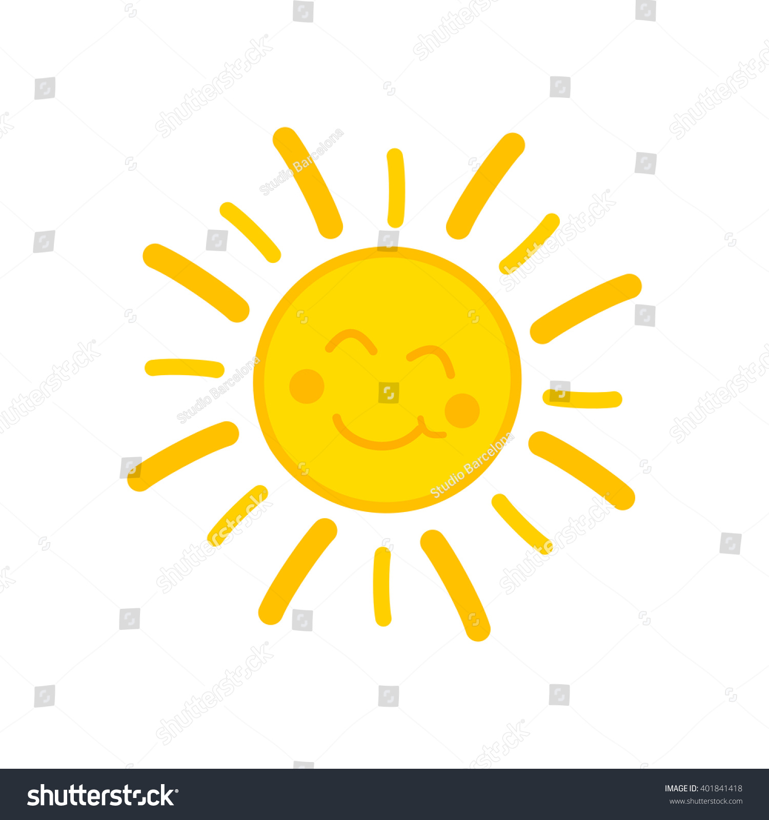 Smiling Sun Vector Illustration Stock Vector (Royalty Free) 401841418 ...