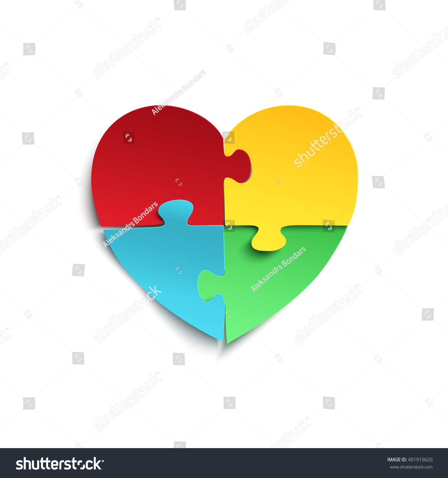 Jigsaw Puzzle Pieces Form Heart Isolated Stock Illustration 401915620 ...