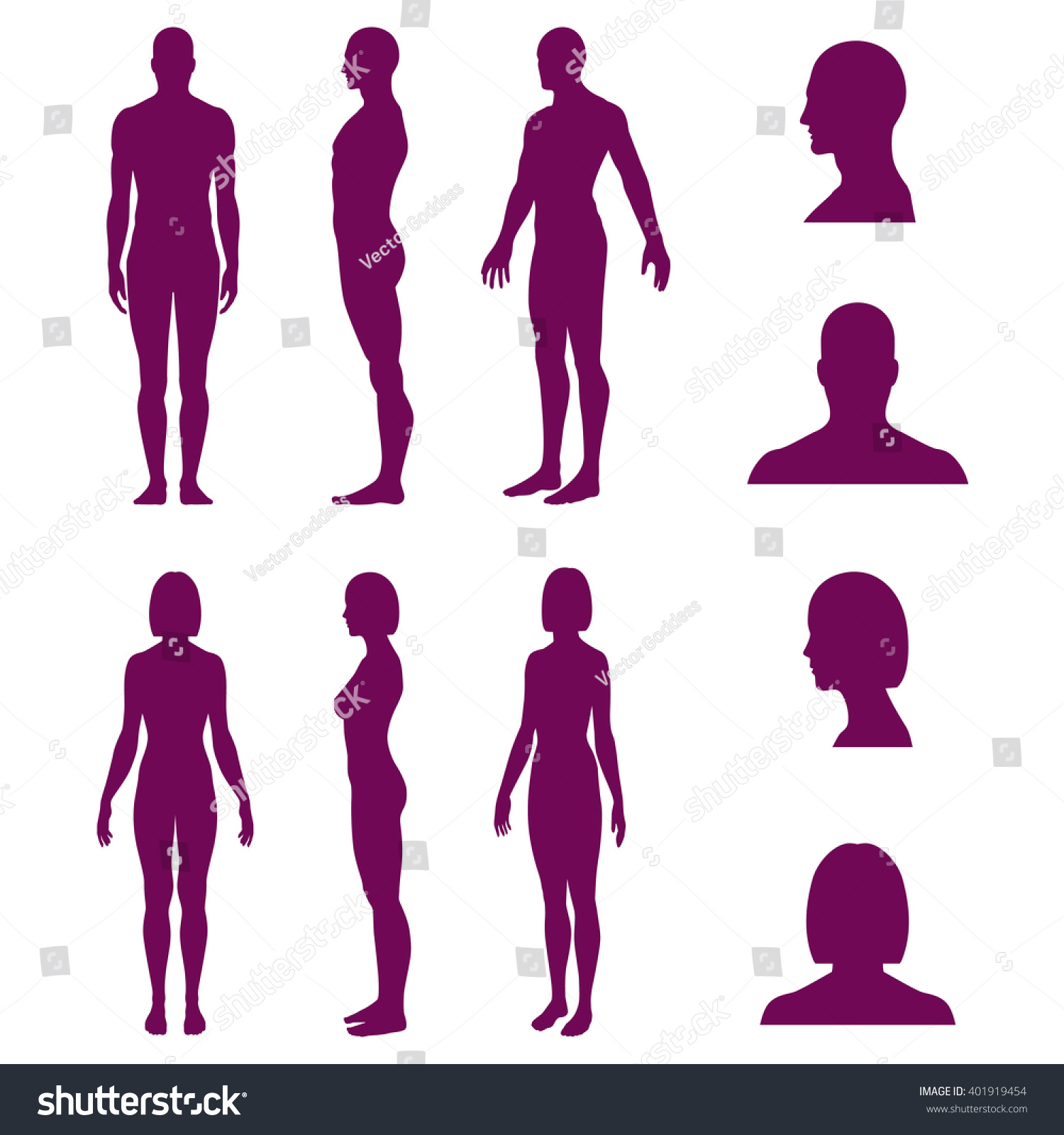 Set Silhouettes Standing Naked Man Woman Stock Vector Royalty Free