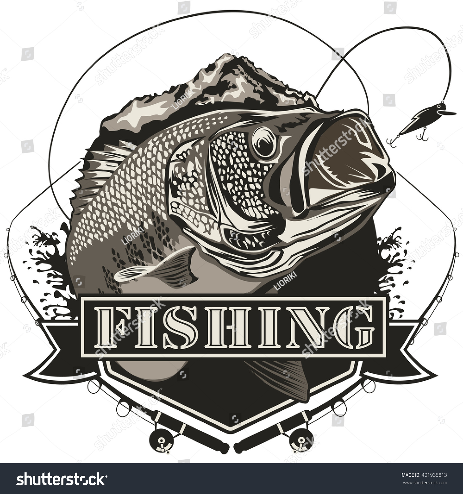 Bass Fish Perch Fishing Vector Illustration Stock Vector (Royalty Free ...