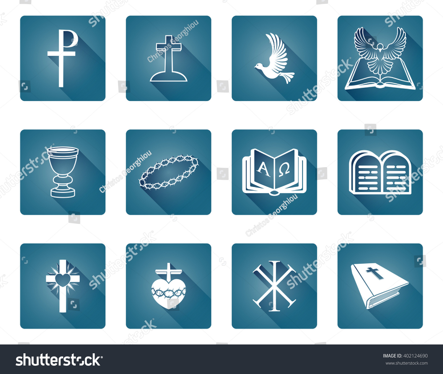 Set Christian Religious Icons Symbols Stock Vector (Royalty Free ...