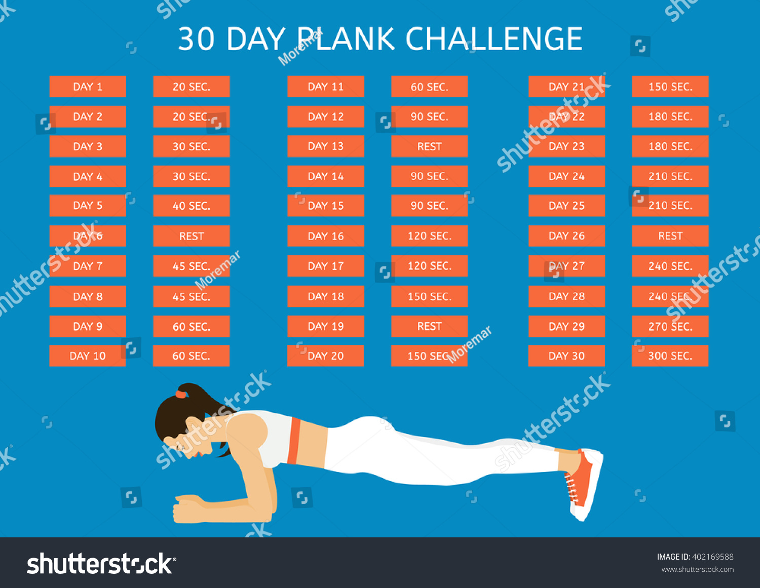 30 Day Plank Challenge Young Woman Stock Vector Royalty Free 402169588 Shutterstock 