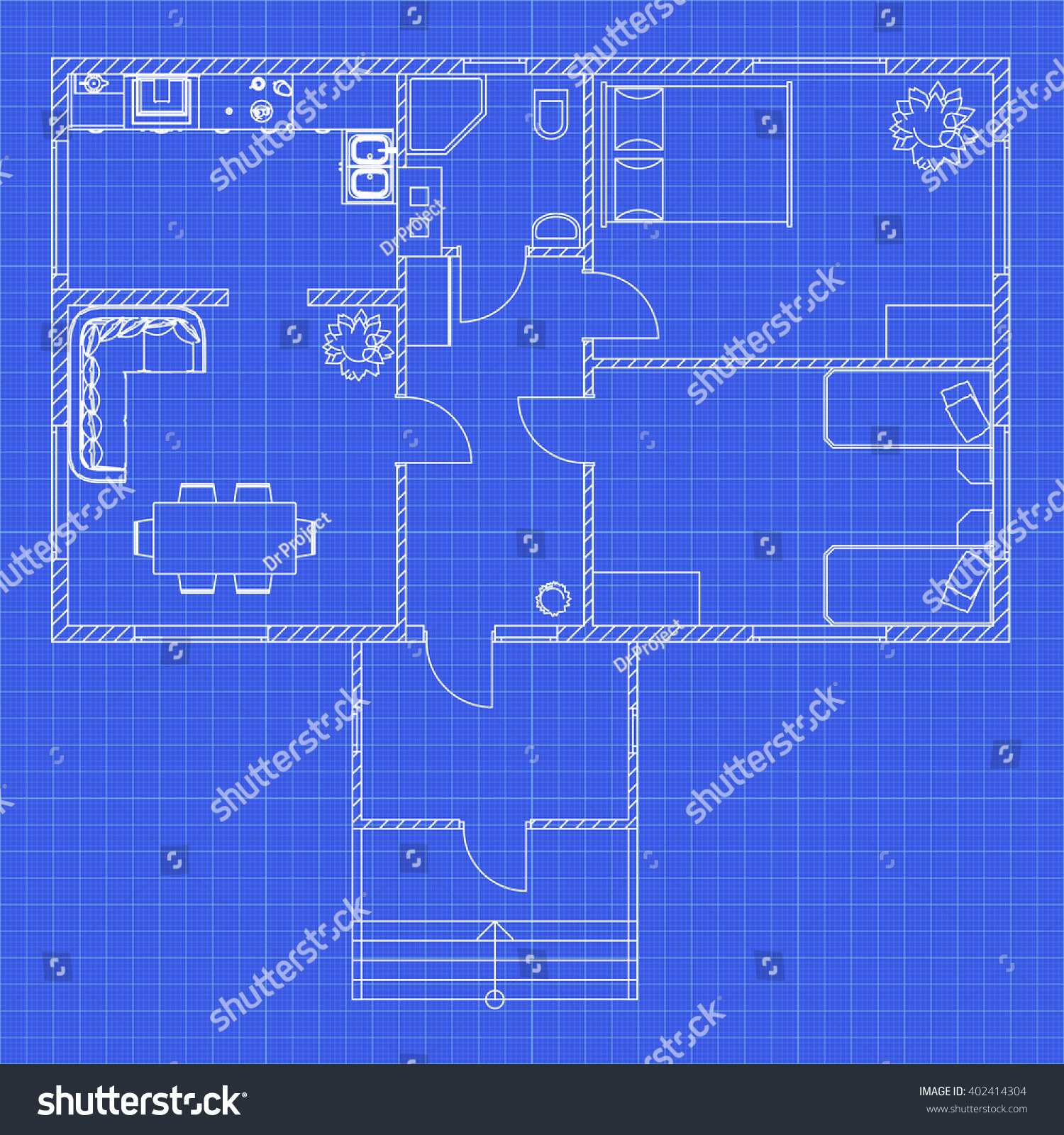 Floor Plan Modern Apartment On Graph Stock Vector (Royalty Free ...