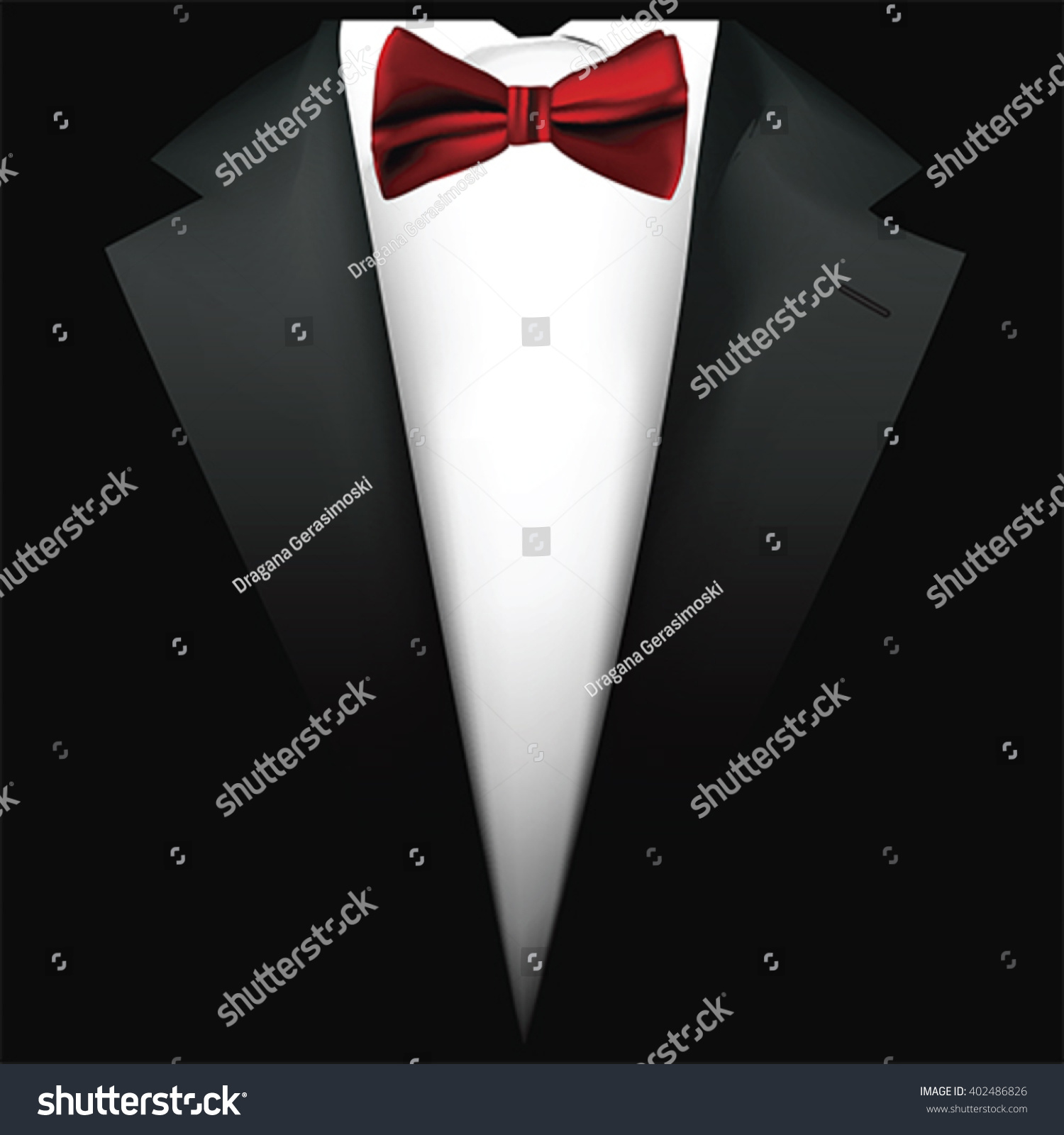 Elegant Suit Tuxedo Red Bow Tie Stock Vector (Royalty Free) 402486826 ...