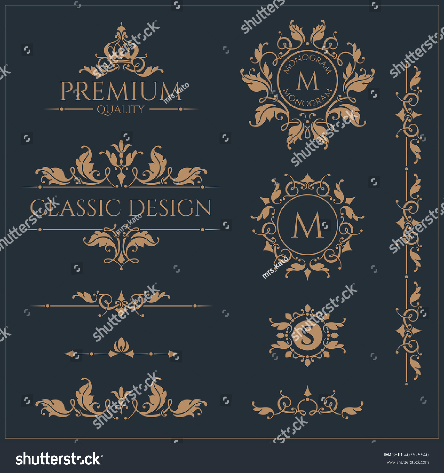 Floral Monograms Borders Frames Cards Invitations Stock Vector (Royalty ...