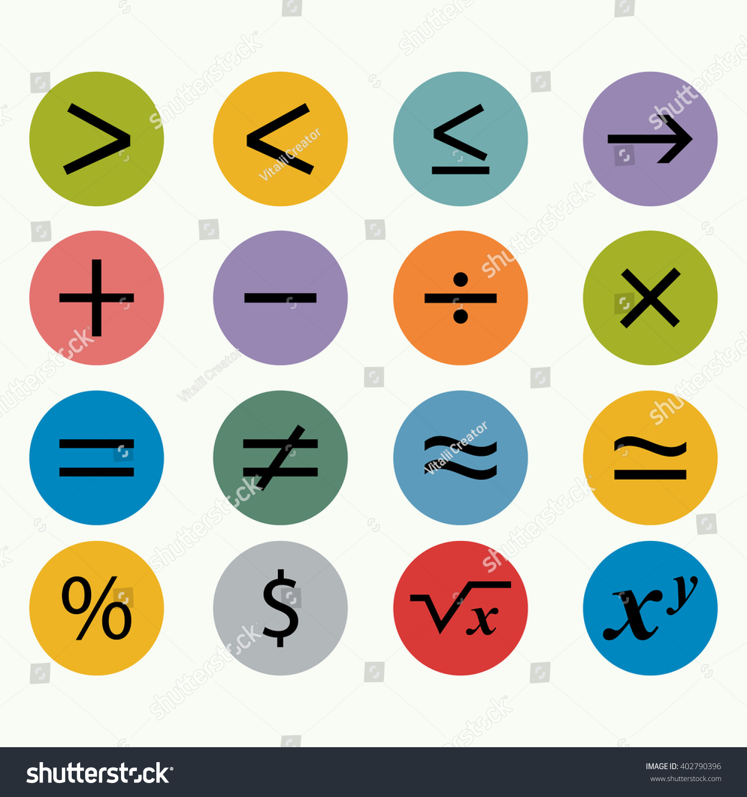 Vector Mathematics Symbols Set Symbol Icon Stock Vector (Royalty Free ...