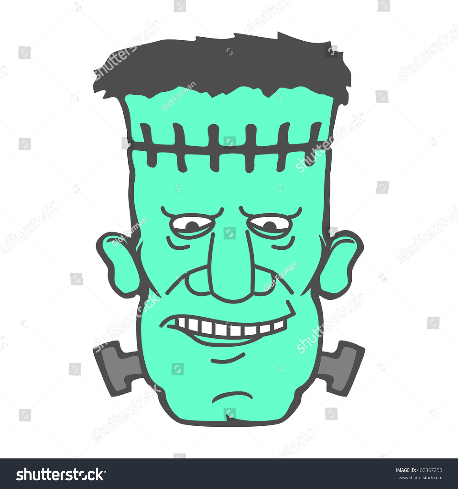 Frankenstein Monster Head Vector Illustration Stock Vector (Royalty ...