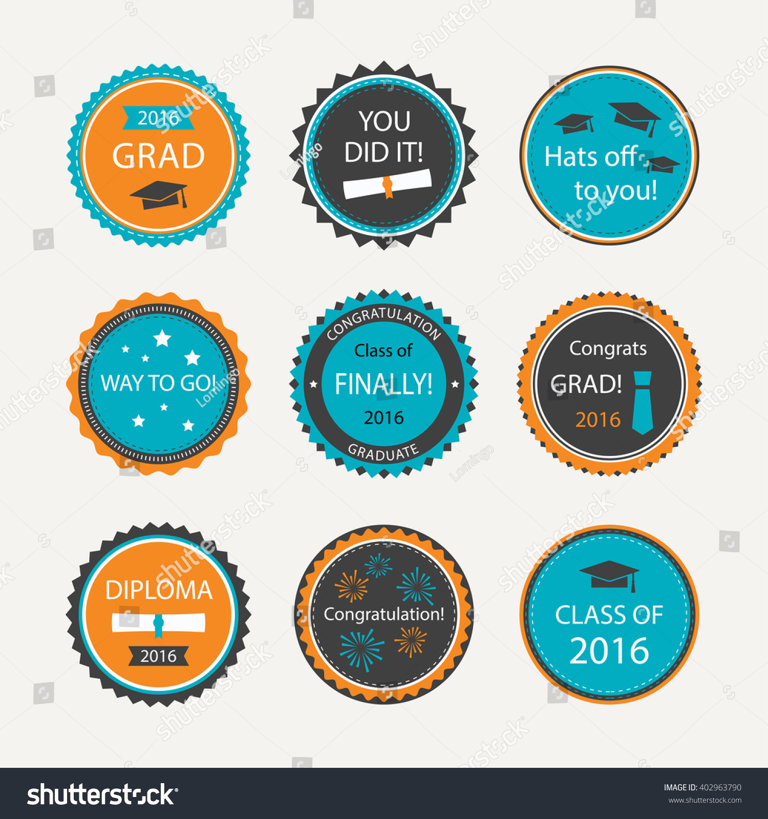 set graduation cupcake toppers vector badges stock vector royalty free 402963790 shutterstock