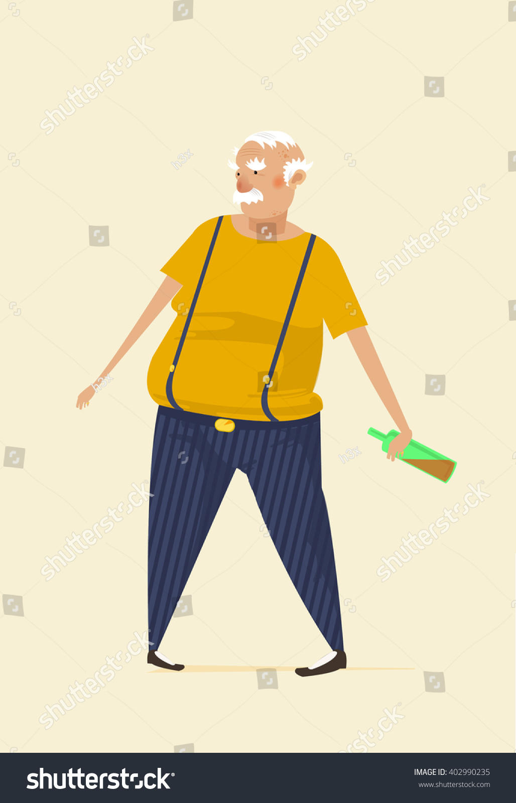 Drunk Man Vector Illustration On Yellow Stock Vector (Royalty Free ...