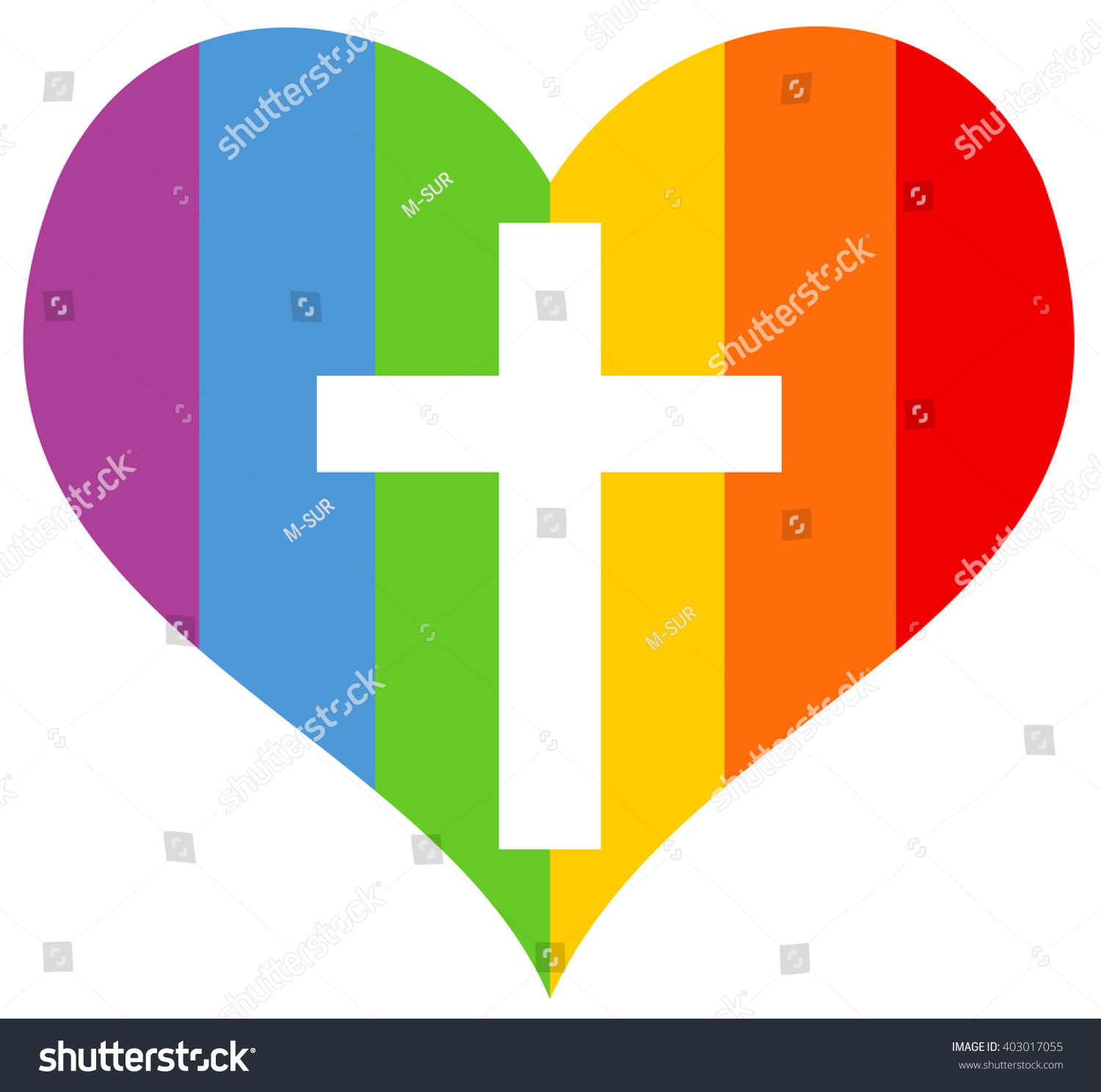 Rainbow Heart Symbol Homosexuals Homosexuality Cross Stock Vector Royalty Free 403017055 8425