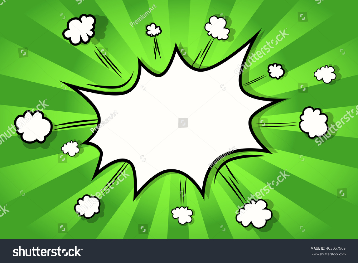 Мультяшный взрыв зелёного цвета