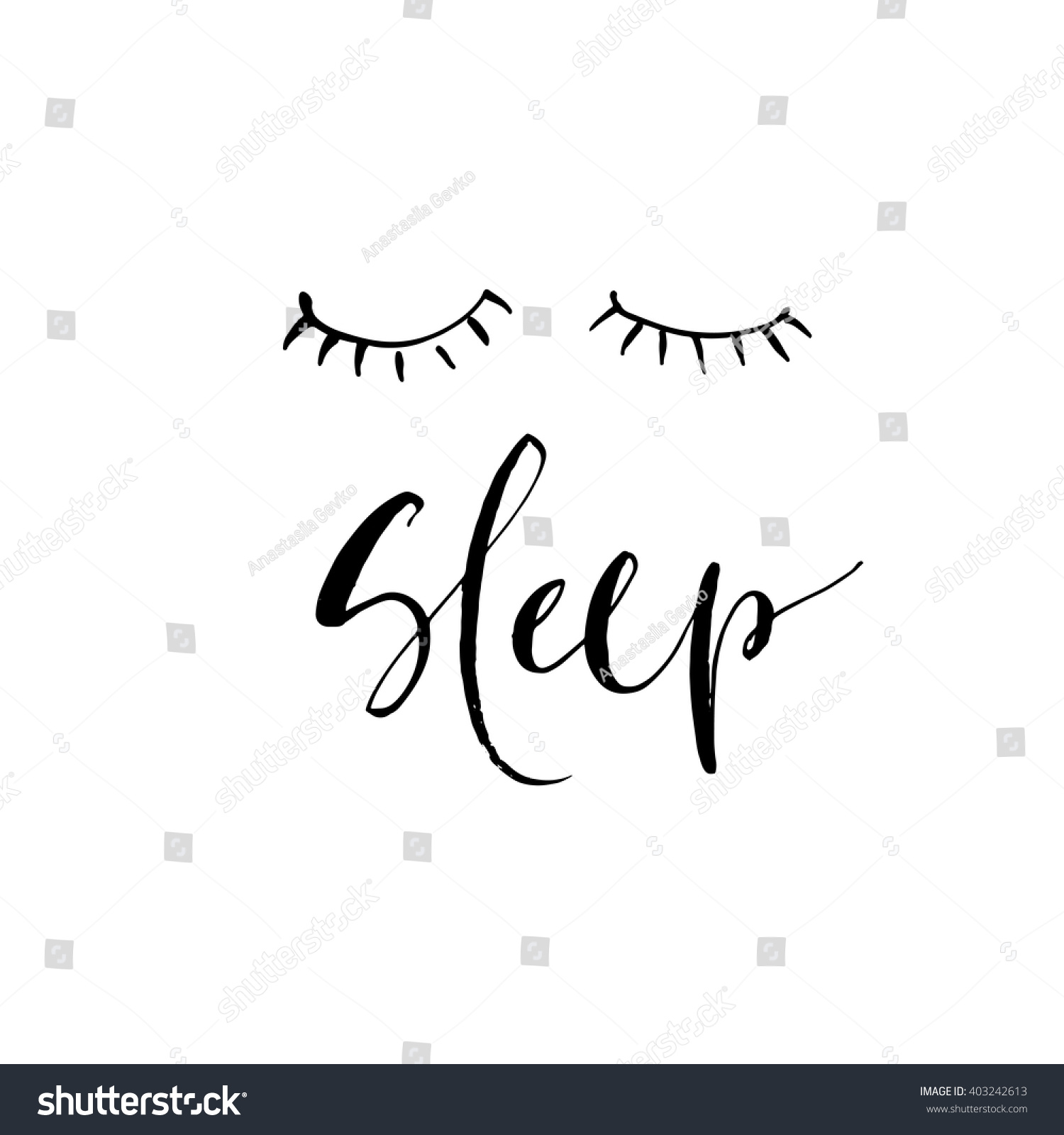 Hand Drawn Phrase Sleep Hand Drawn Stock Vector (Royalty Free ...