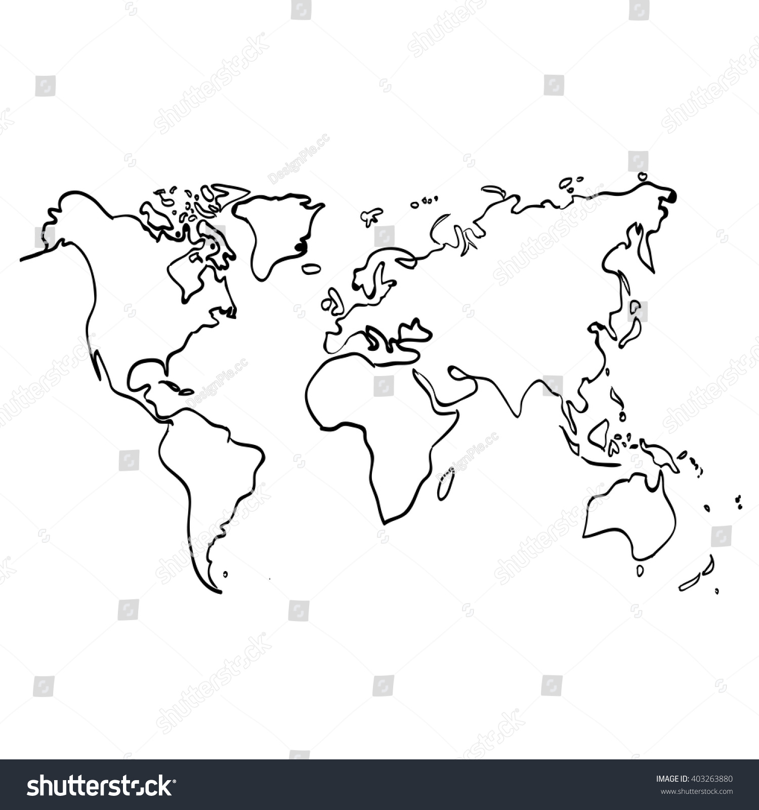 Vector World Map On White Background Stock Vector (Royalty Free ...