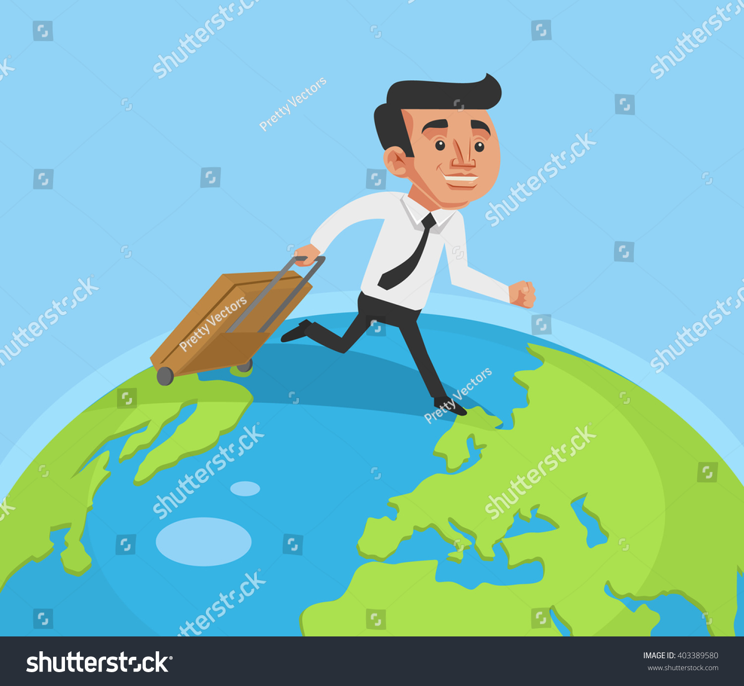 Business Man Run Around World Vector Stock Vector (Royalty Free ...