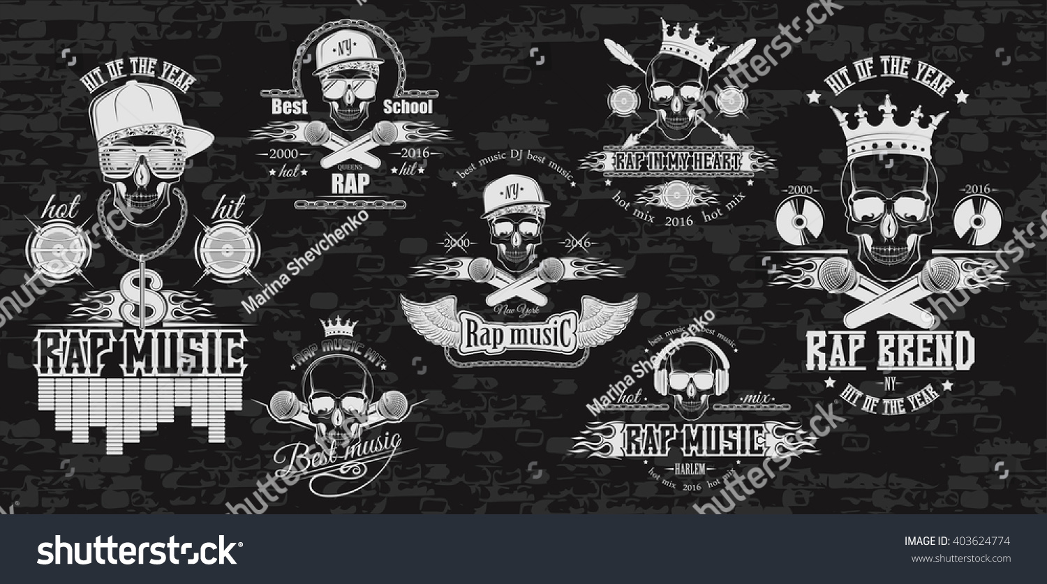 Vector Set Logos Rap Music Style Stock Vector (Royalty Free) 403624774