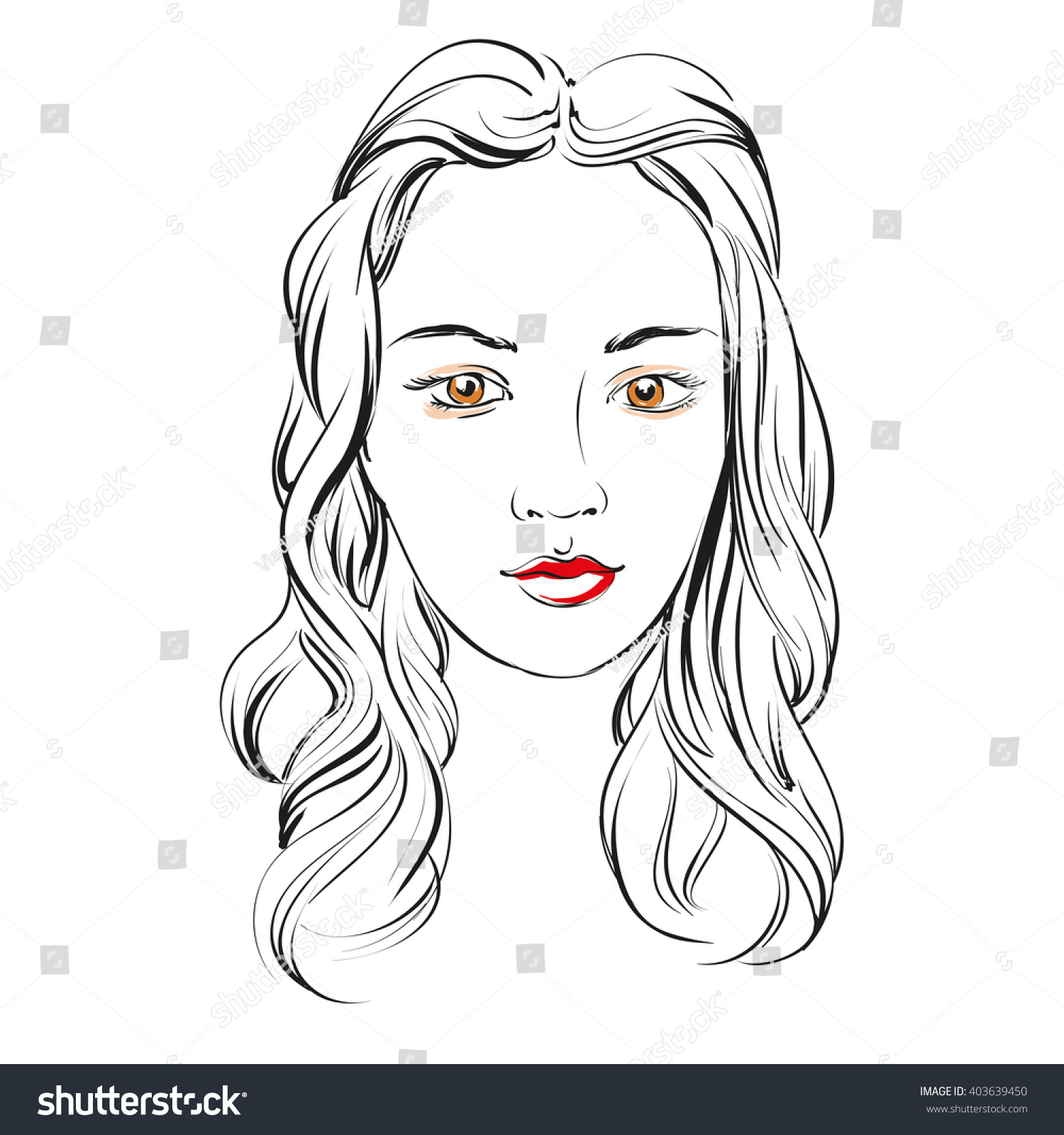 Beautiful Woman Face Hand Drawn Vector Stock Vector Royalty Free