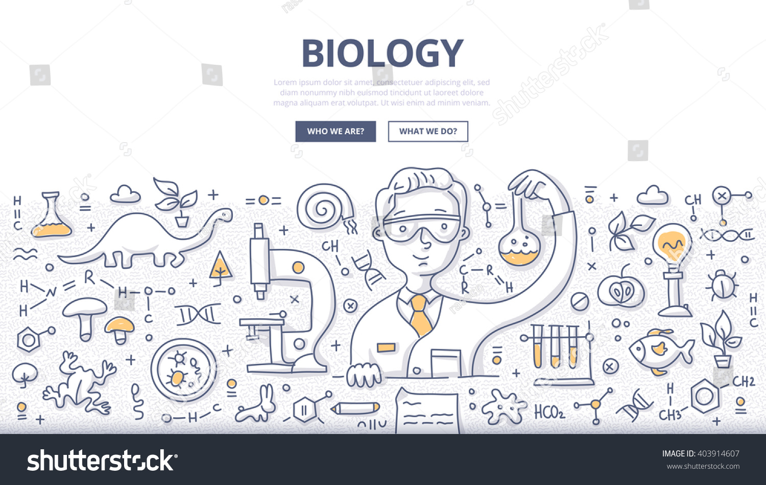 Doodle Vector Illustration Scientist Experimenting Lab Stock Vector