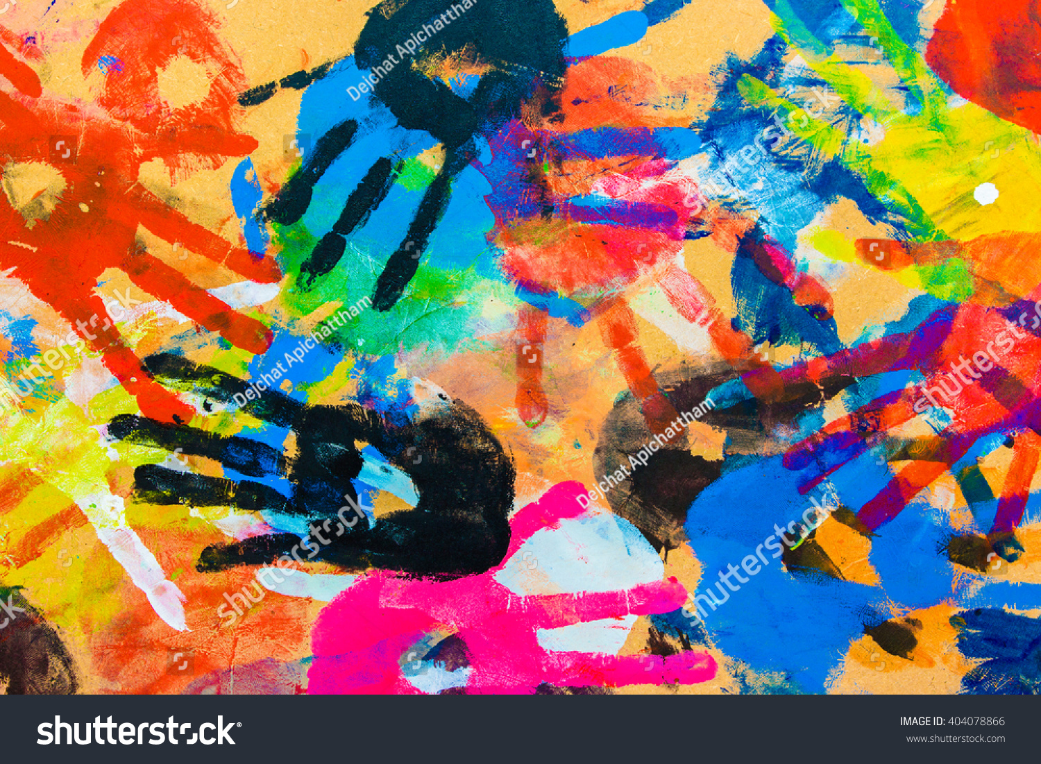 Colorful Hands Handprint Abstract Background Texture Stock Photo ...