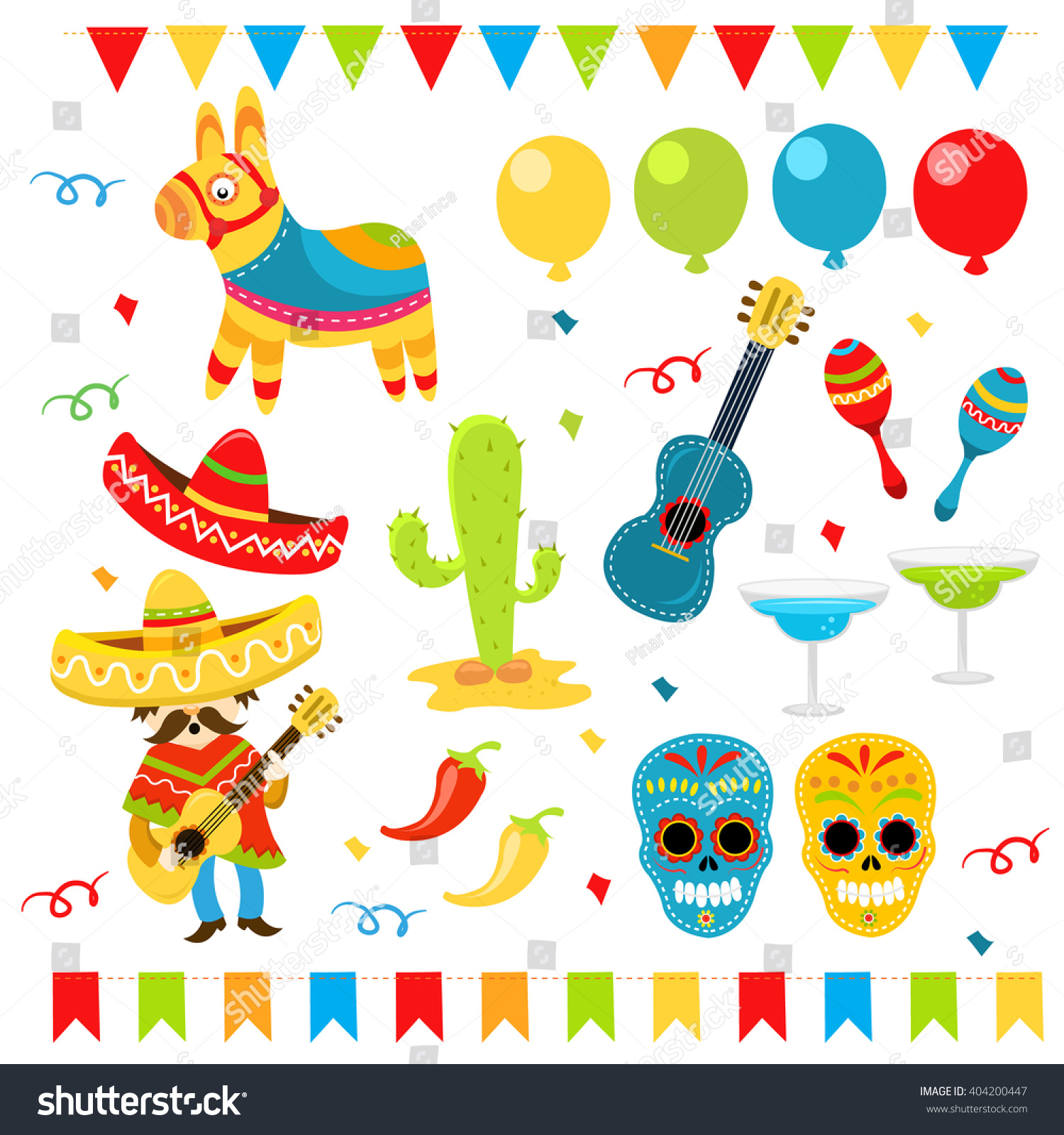 Mexican Party Elements Stock Vector (Royalty Free) 404200447 | Shutterstock