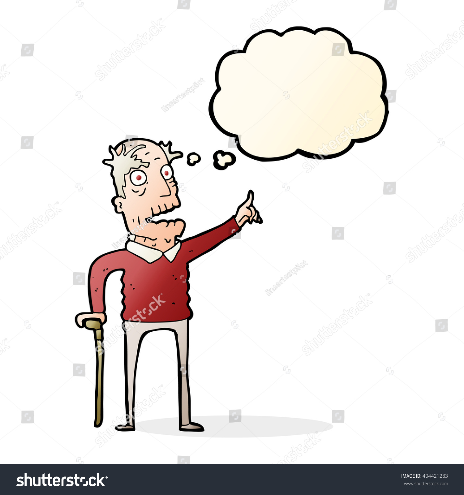 Cartoon Old Man Walking Stick Thought Stock Vector Royalty Free