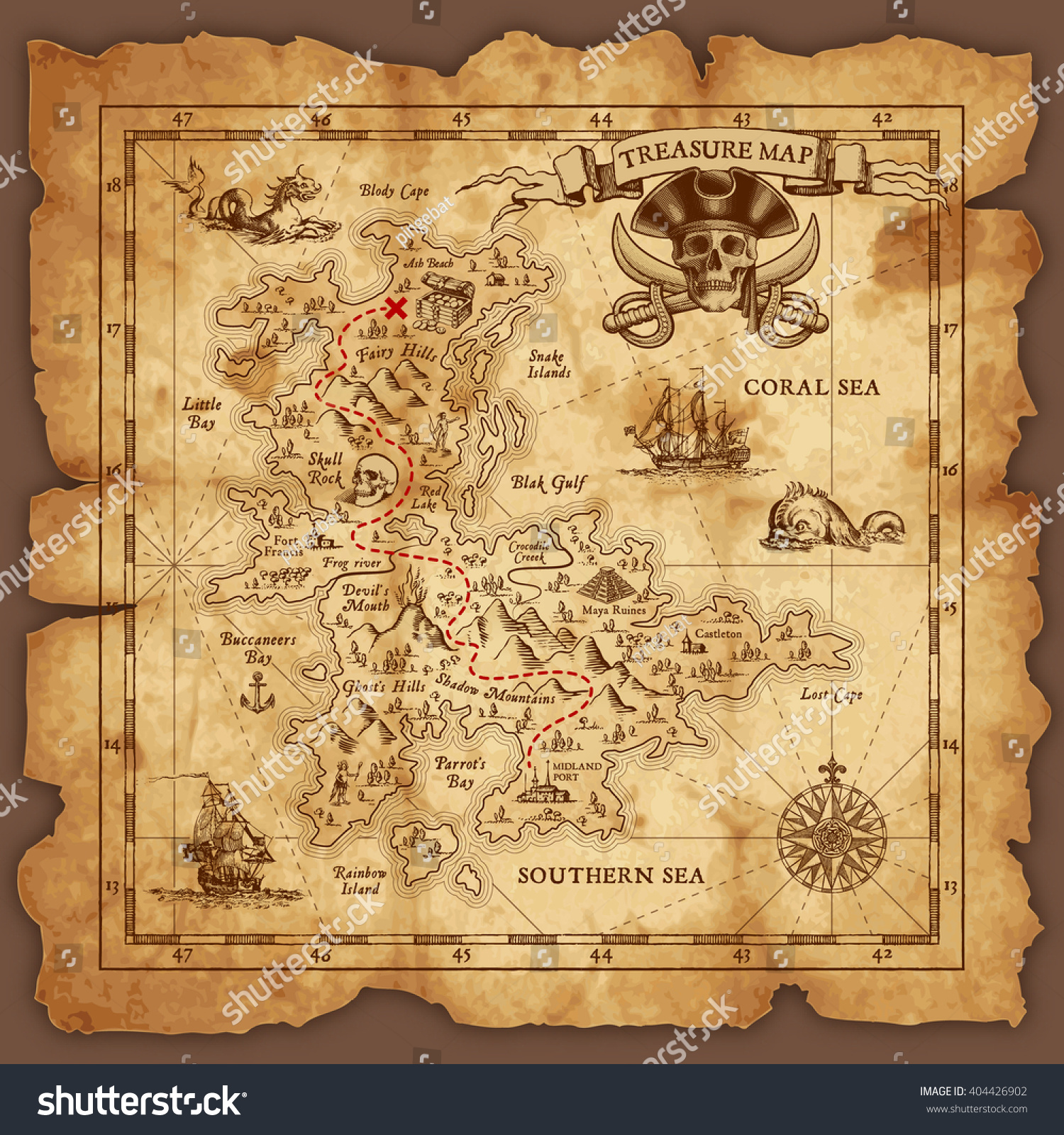 8,662 Treasure Map Elements Images, Stock Photos & Vectors 