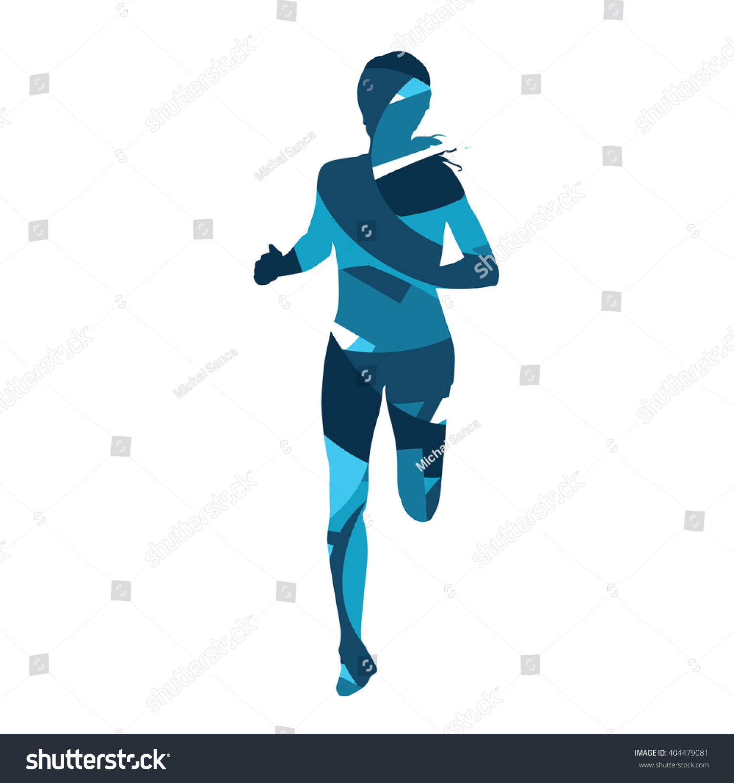 Run Woman Abstract Blue Silhouette Running Stock Vector (Royalty Free ...