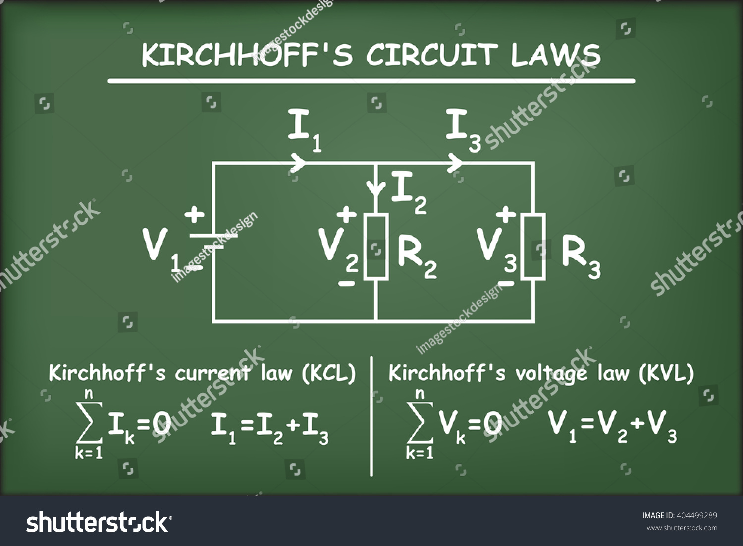 Kirchhoffs Circuit Laws On Green Chalkboard Stock Vector (Royalty Free ...